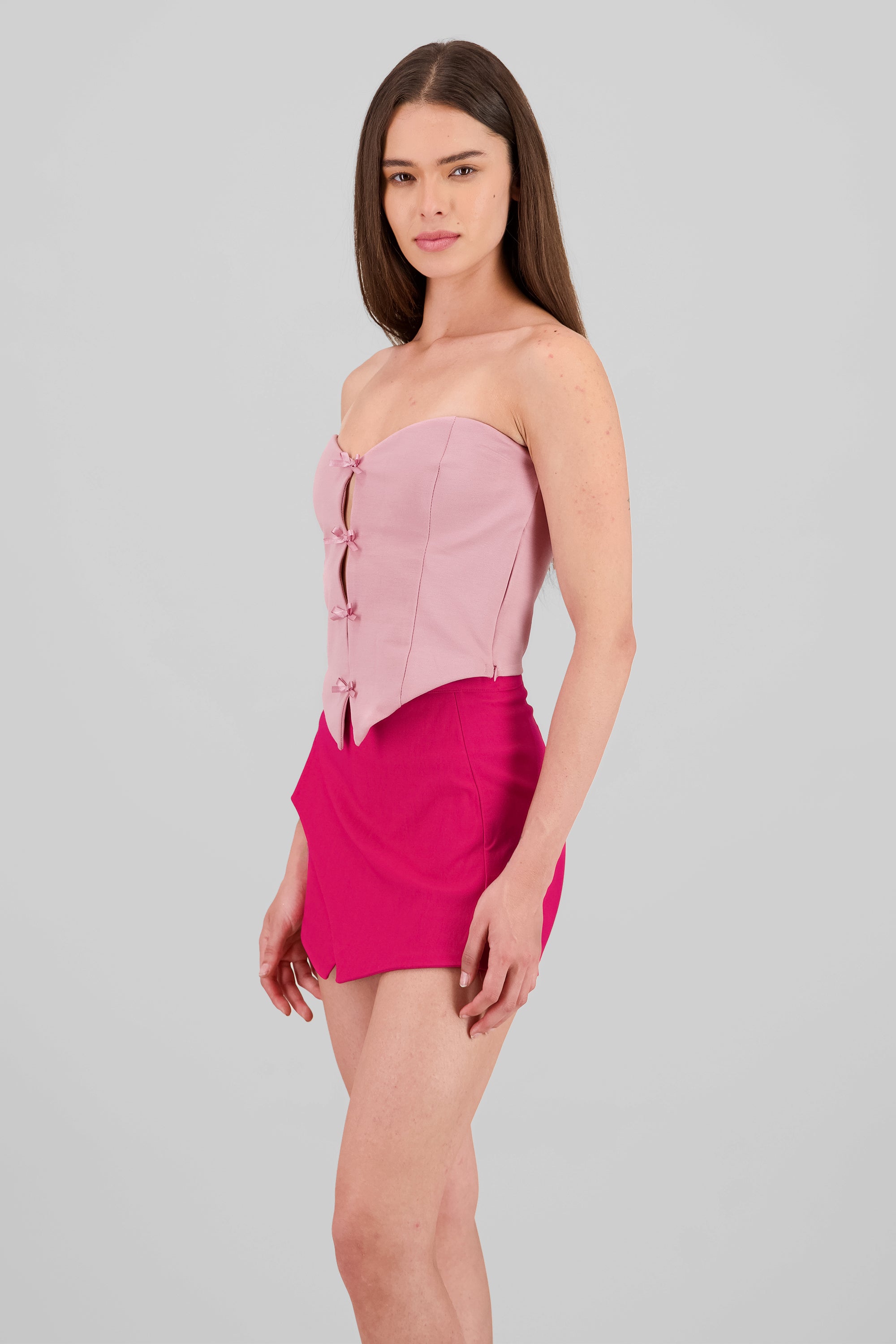 Top strapless detalle moños MALVA