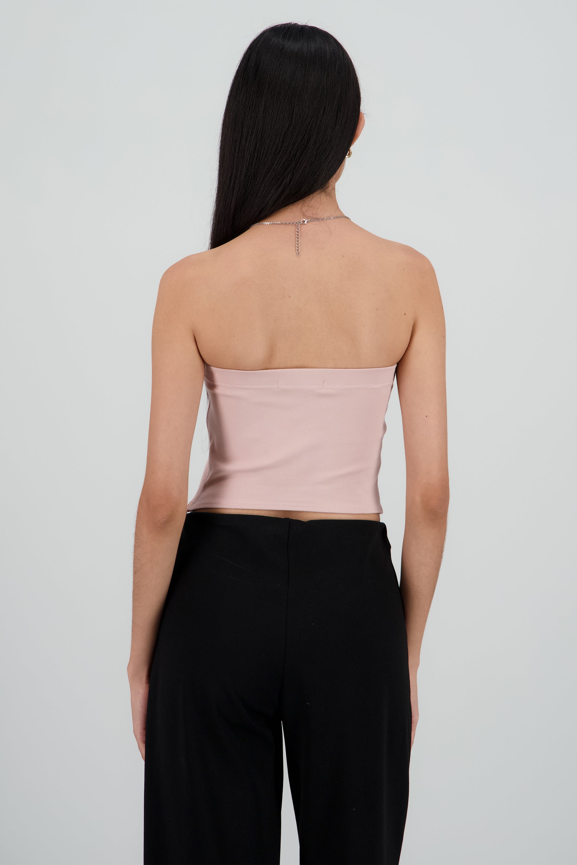 Top strapless detalle moños BLUSH