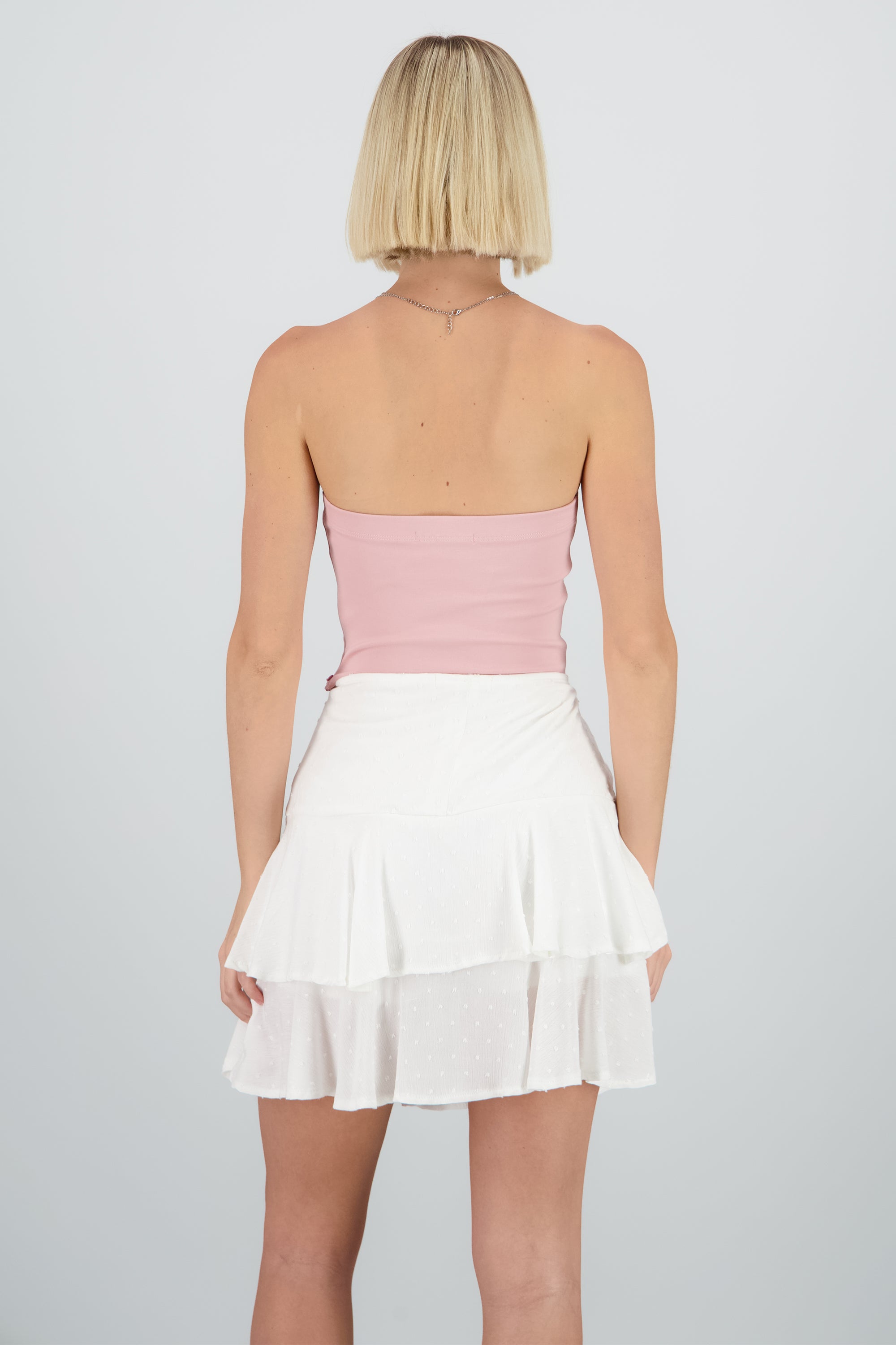 Top strapless detalle moños ROSA PASTEL