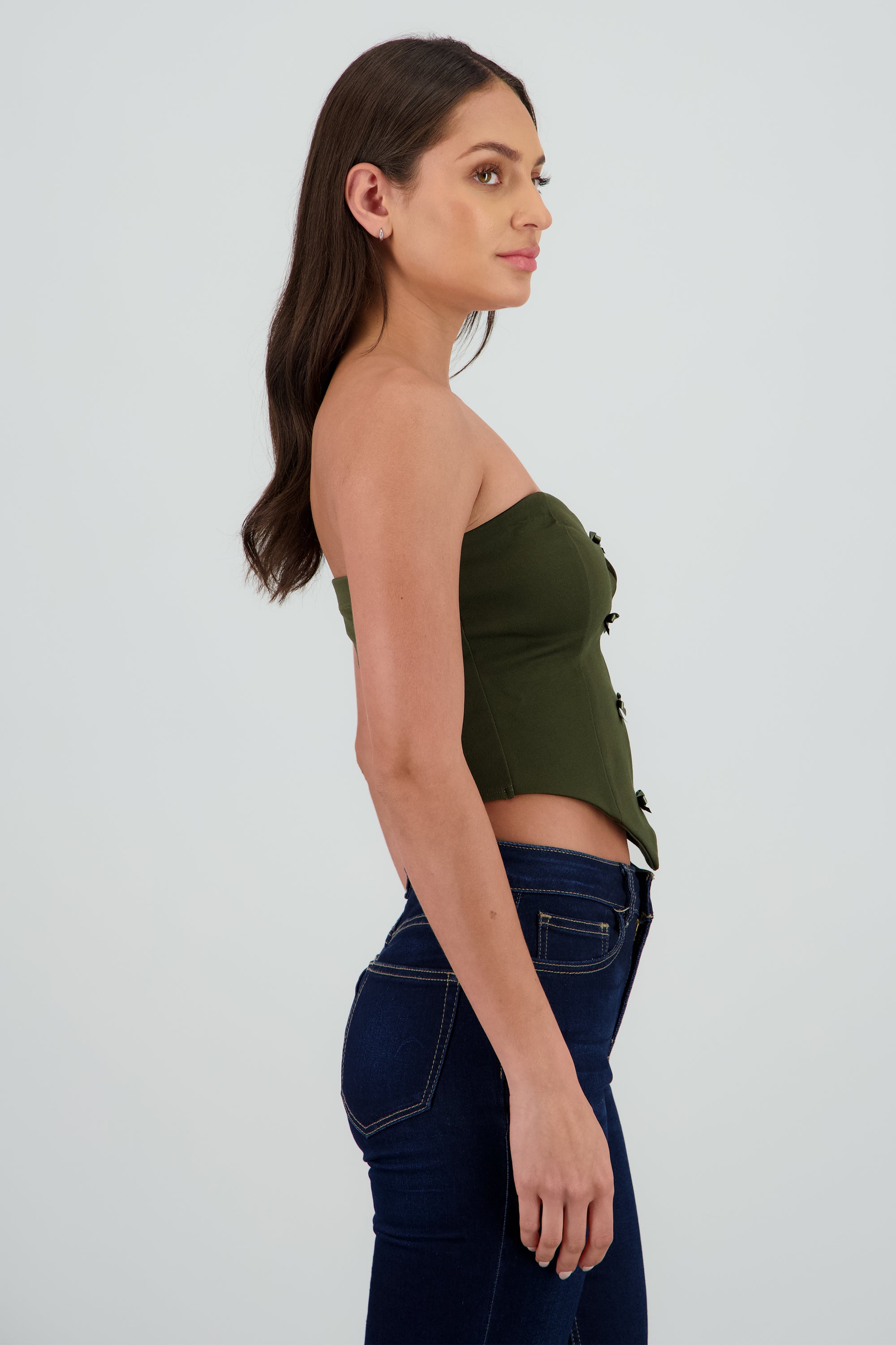 Top strapless detalle moños