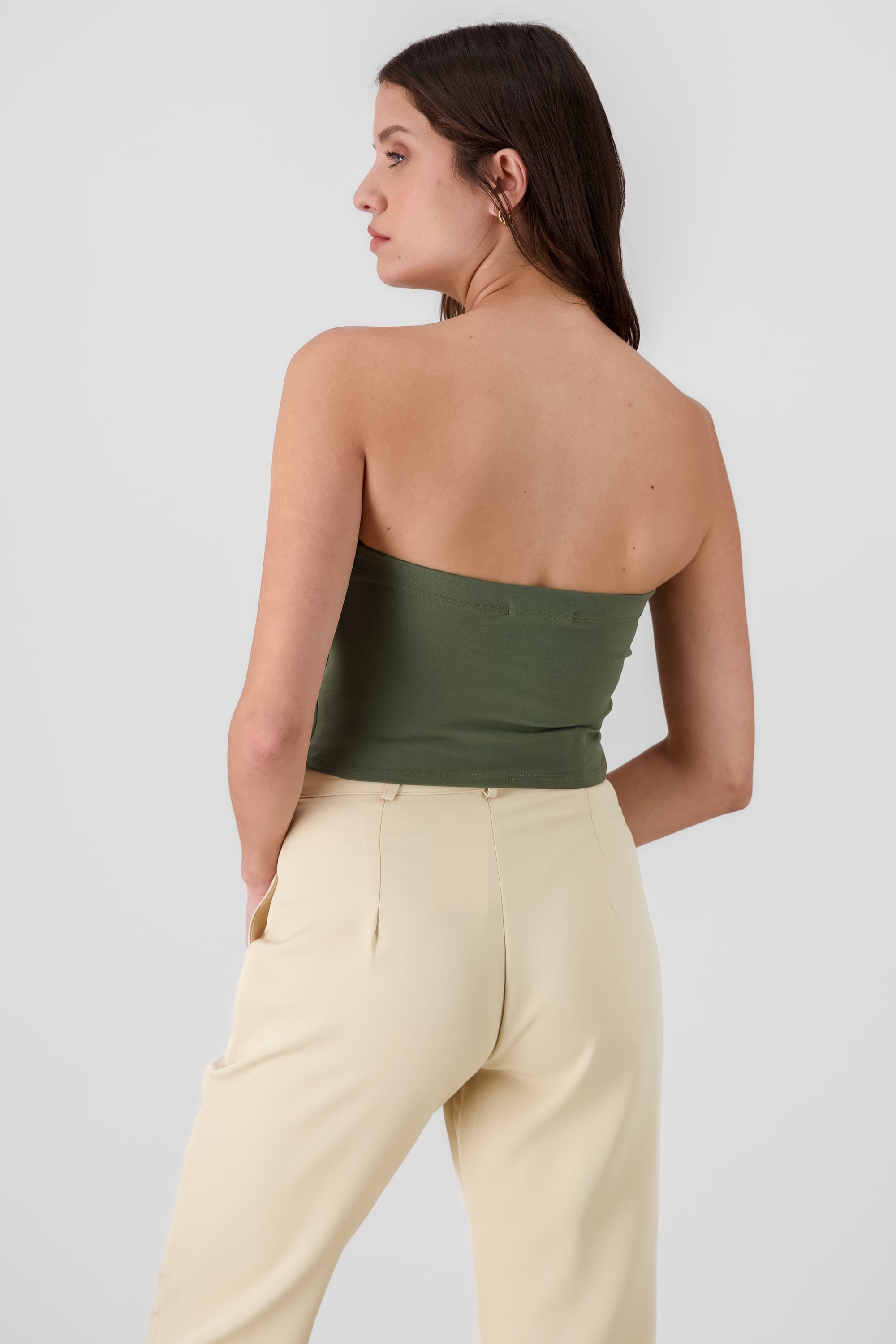 Top strapless detalle moños OLIVO