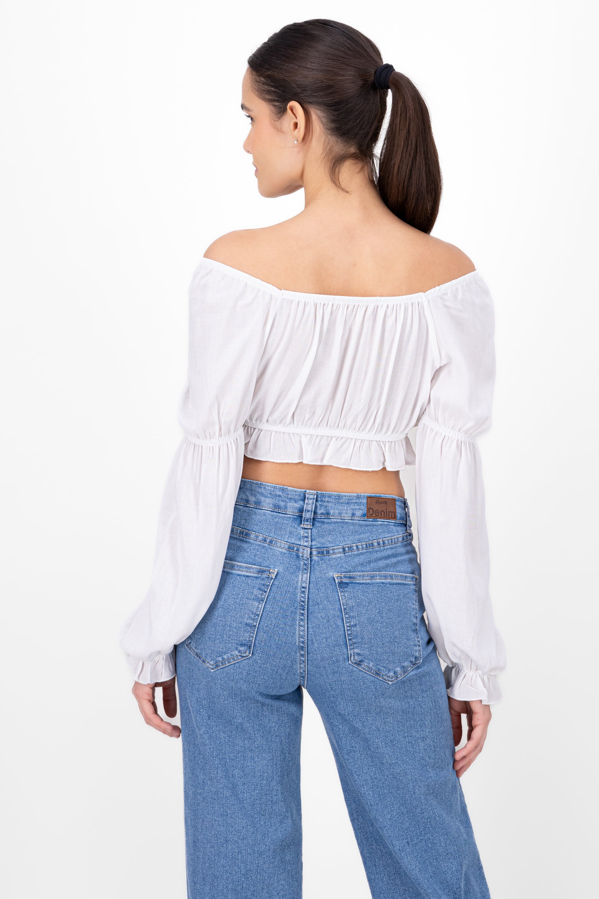 Blusa moños detalle mangas BLANCO