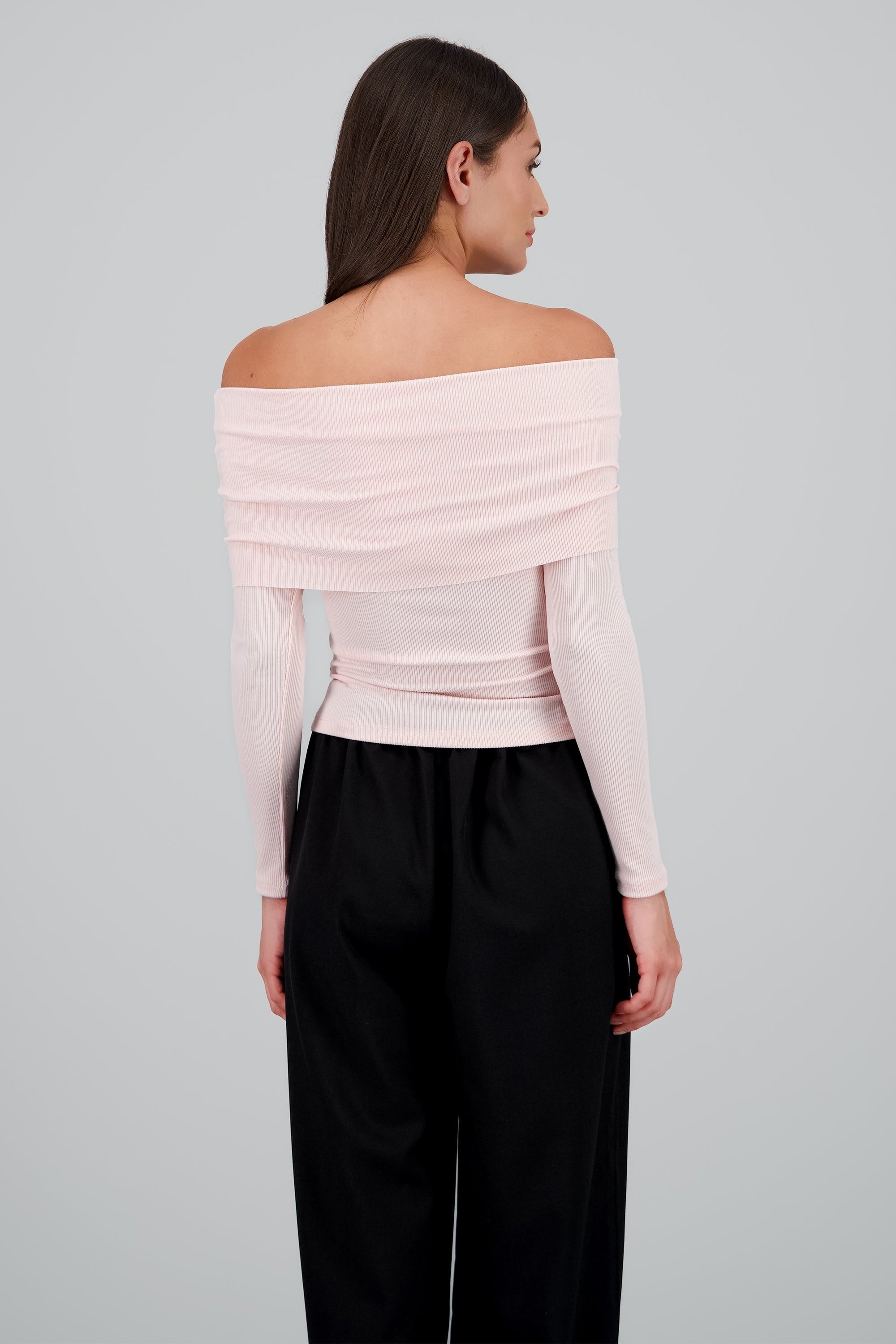 Top rib off shoulder ROSA PASTEL