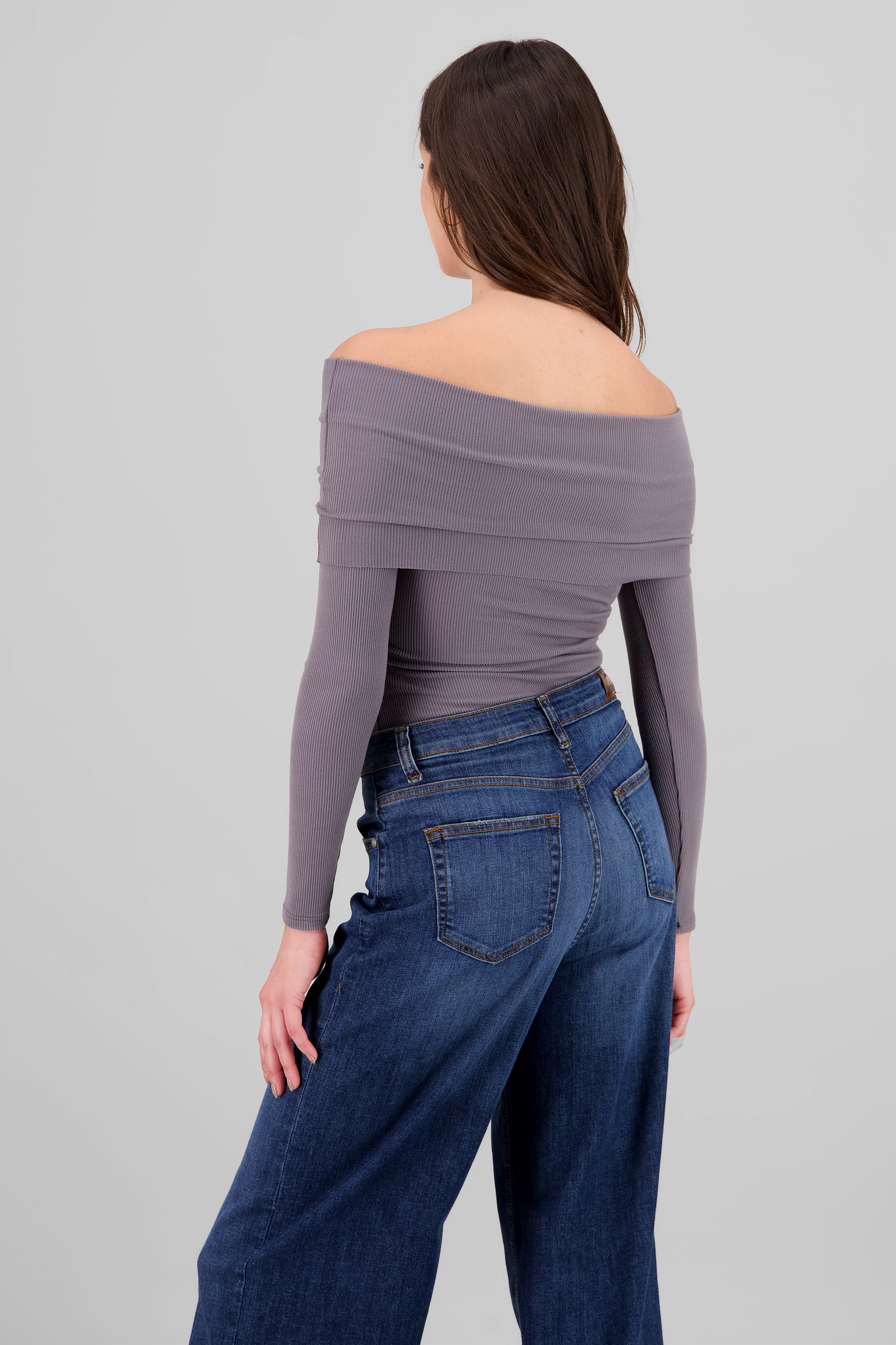 Top rib off shoulder GRIS OBSCURO