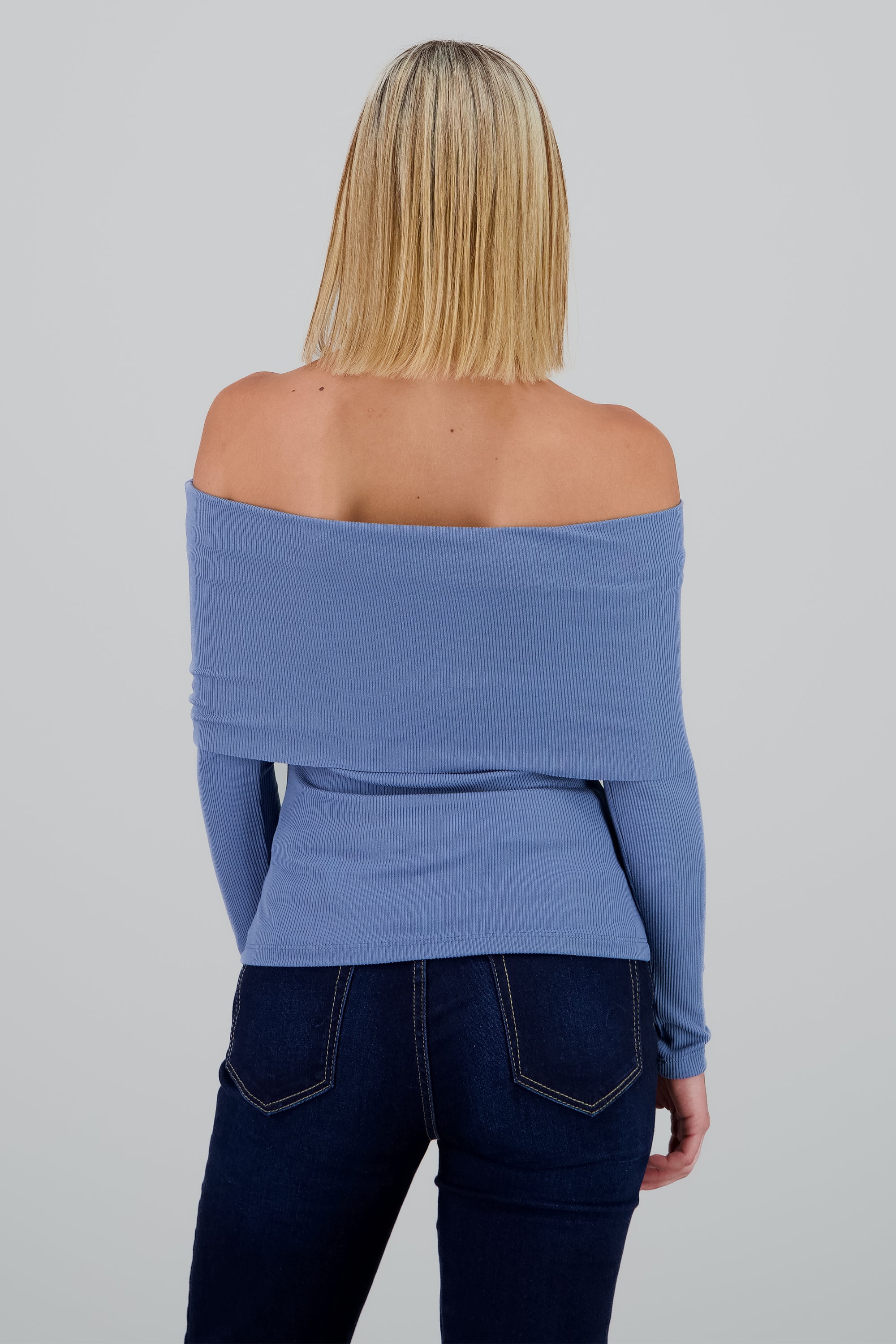 Top rib off shoulder INDIGO