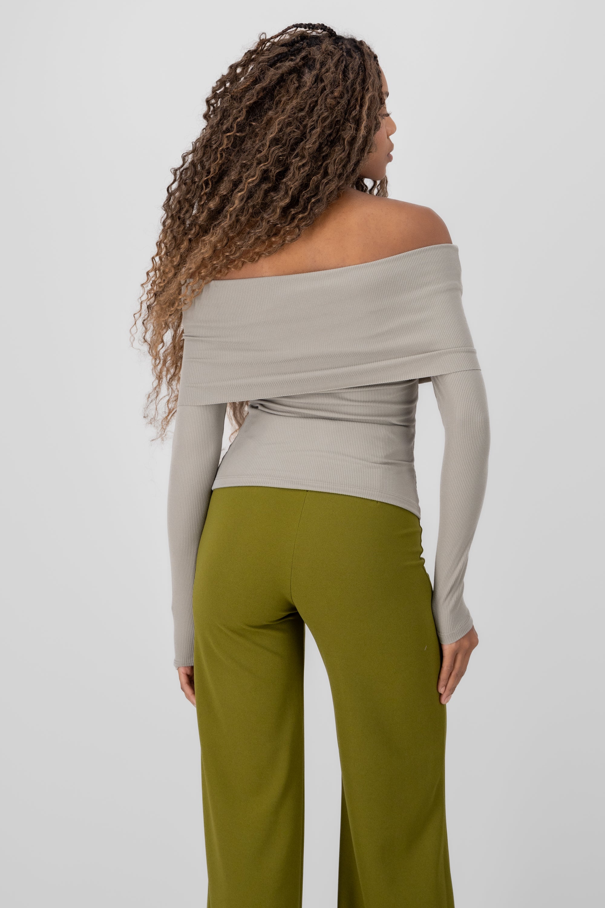 Top rib off shoulder SAGE