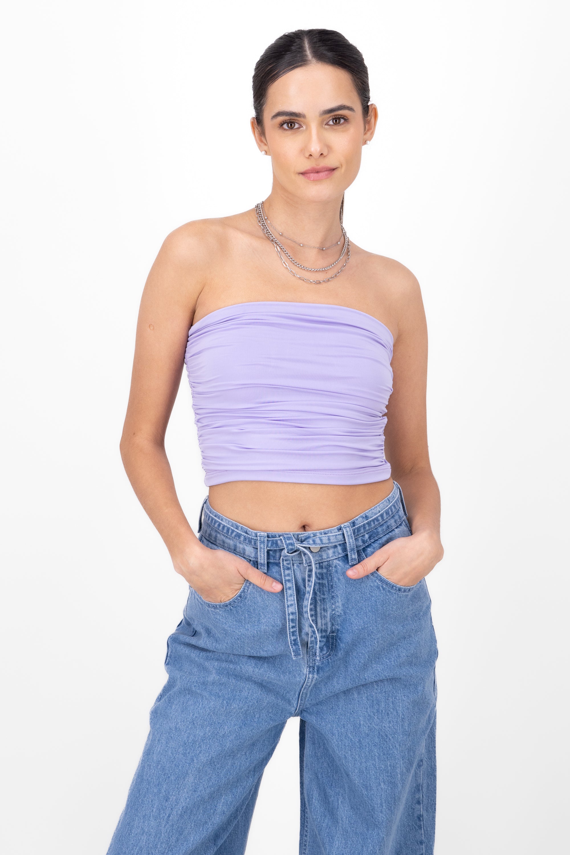 Top strapless drapeado LILA