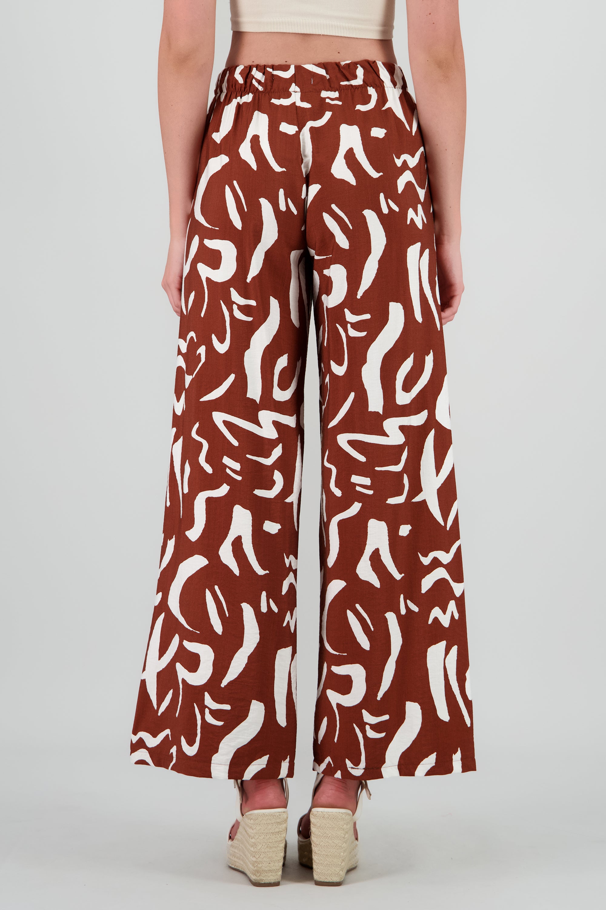 Pantalon fluido detalle estampado CAFE COMBO