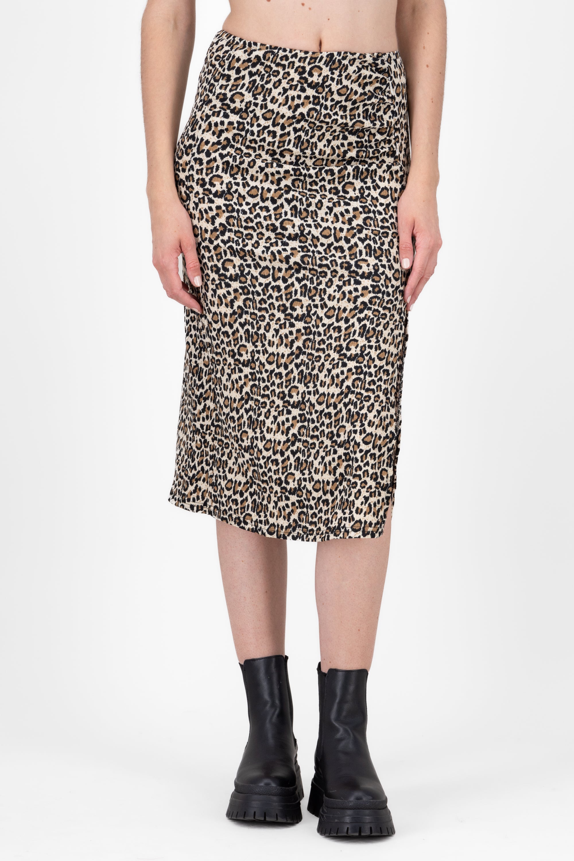 Falda midi animal print abertura CAFE COMBO