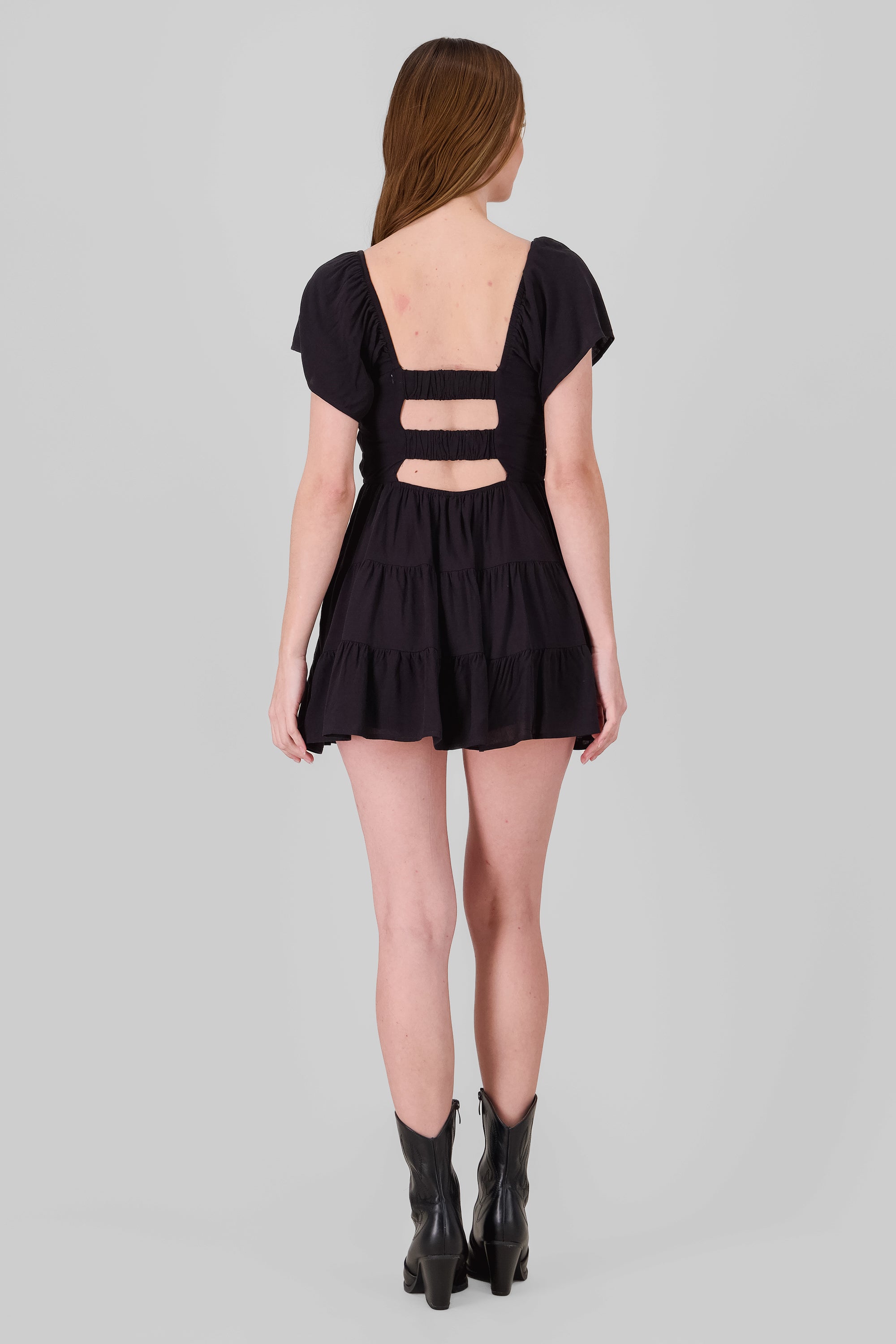 Vestido manga corta con detalle short interno NEGRO