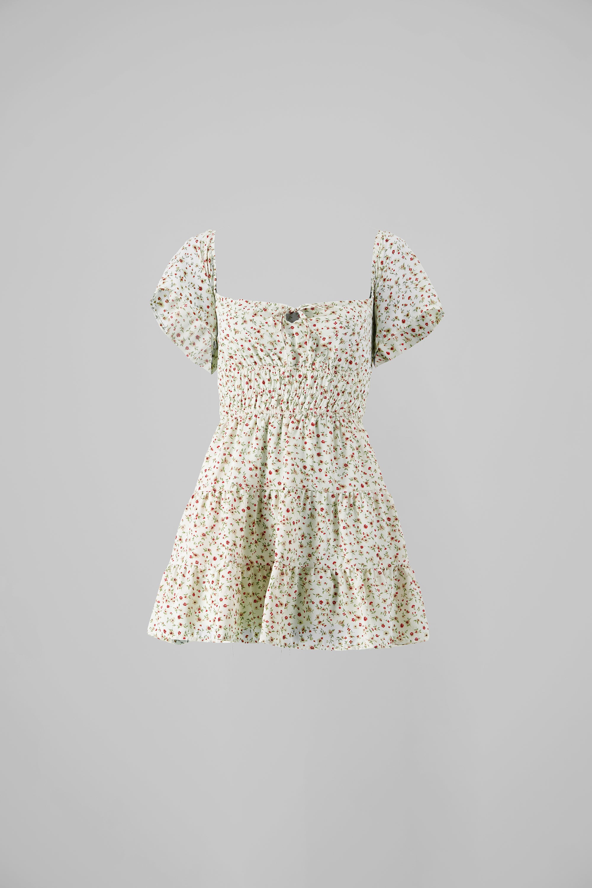 Vestido mini flores con short interno HUESO COMBO