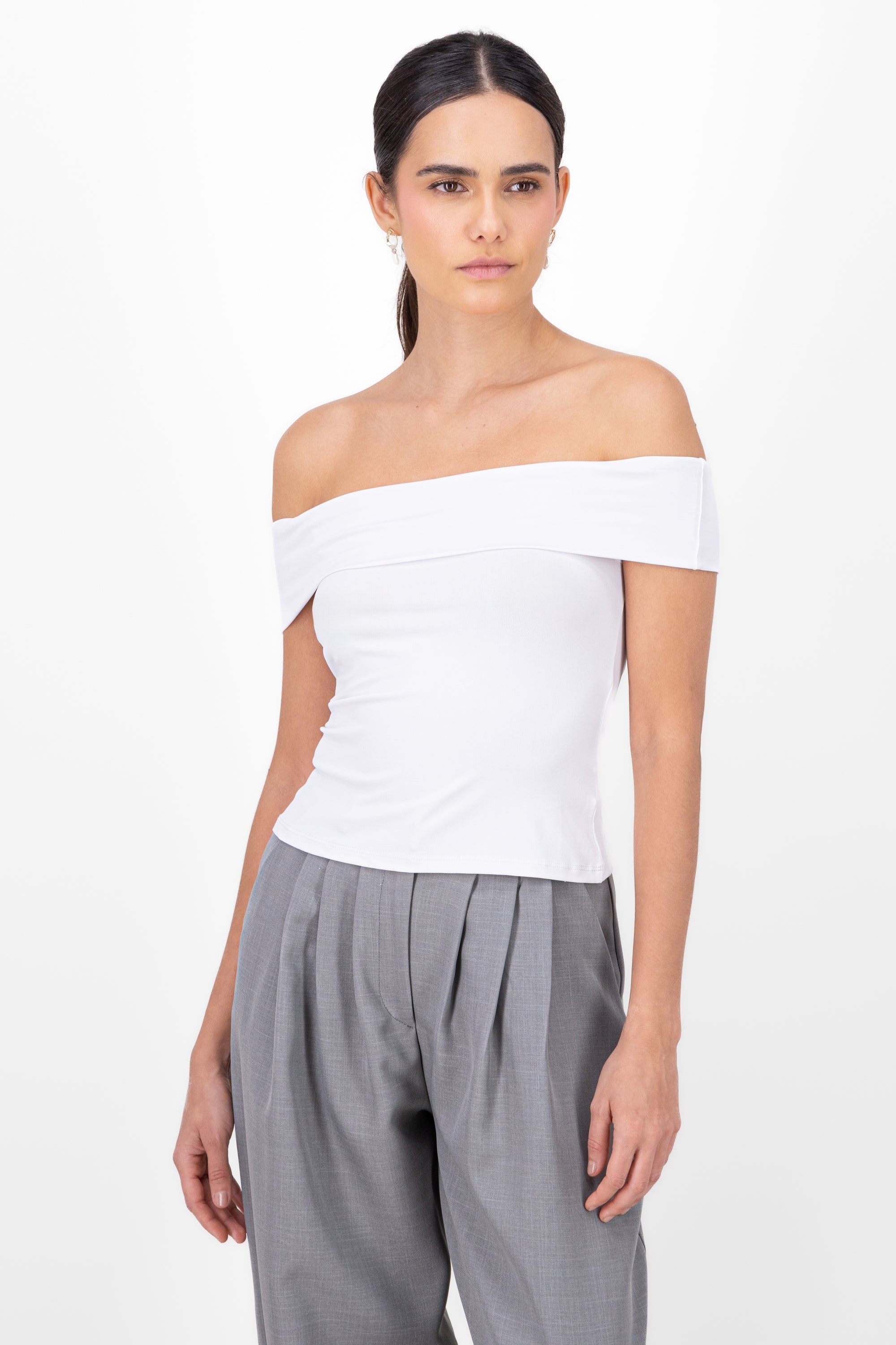 Top strapless liso BLANCO