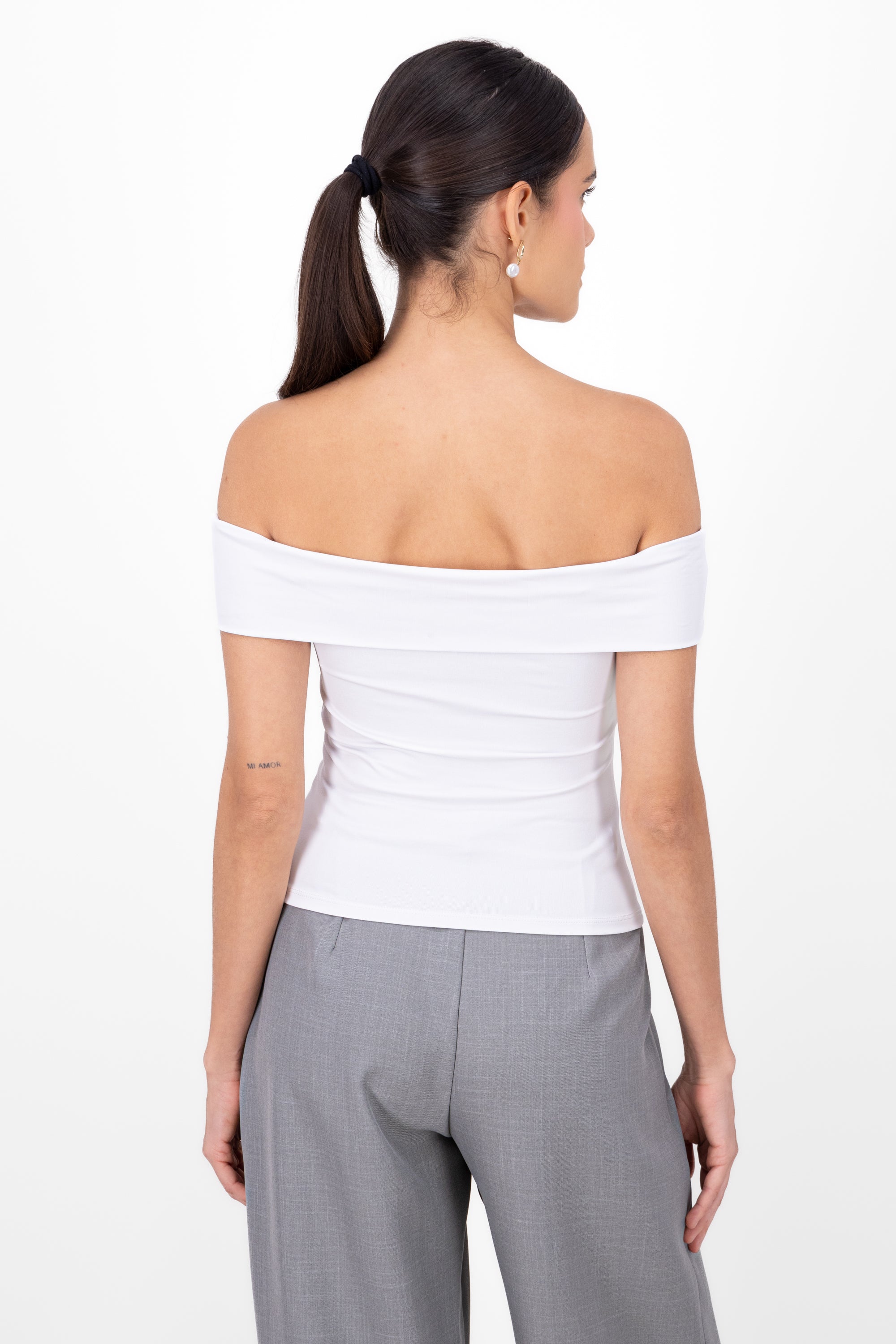 Top strapless liso BLANCO