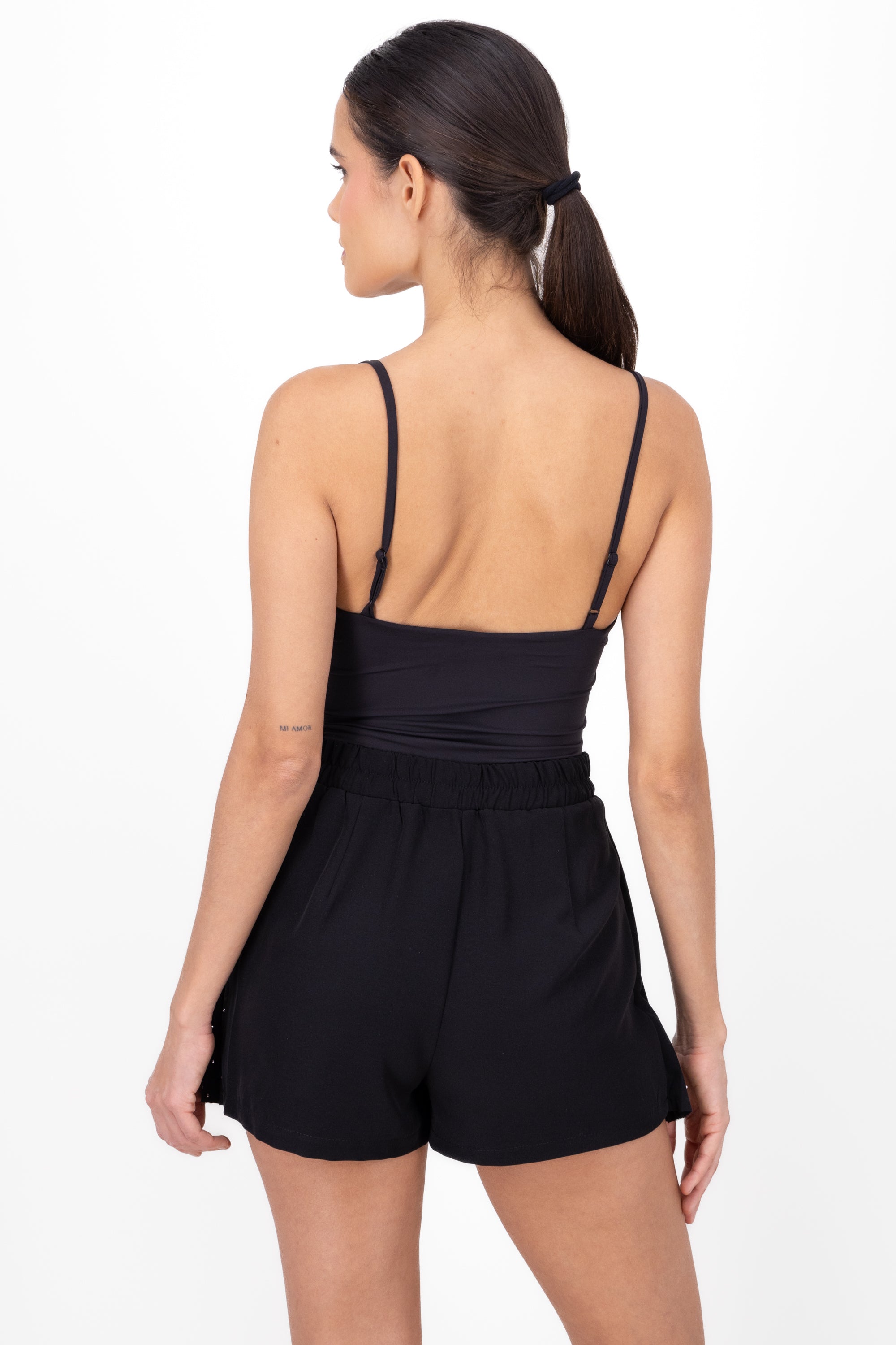 Bodysuit frunce escote NEGRO