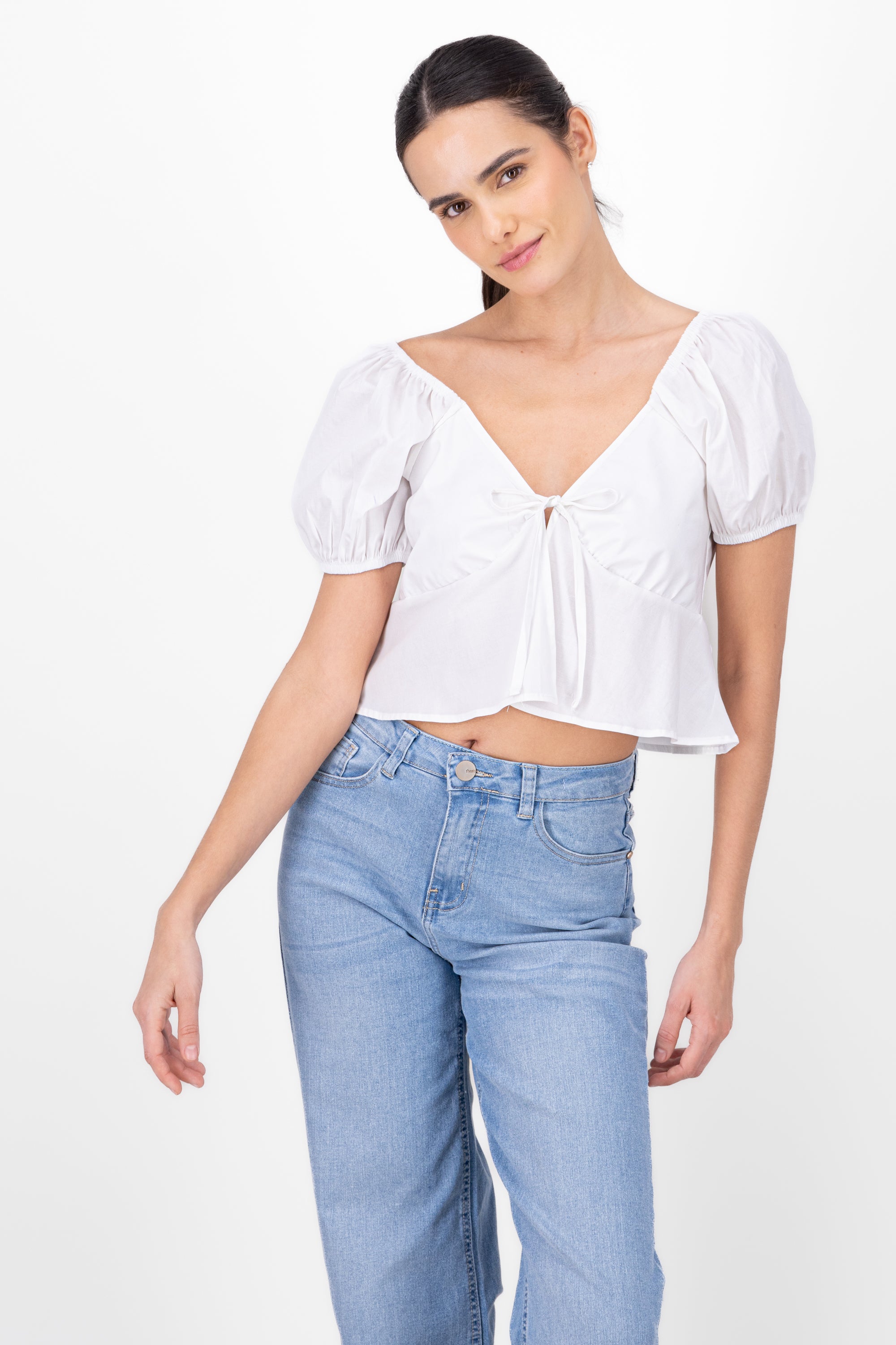 Blusa mangas abullonadas BLANCO