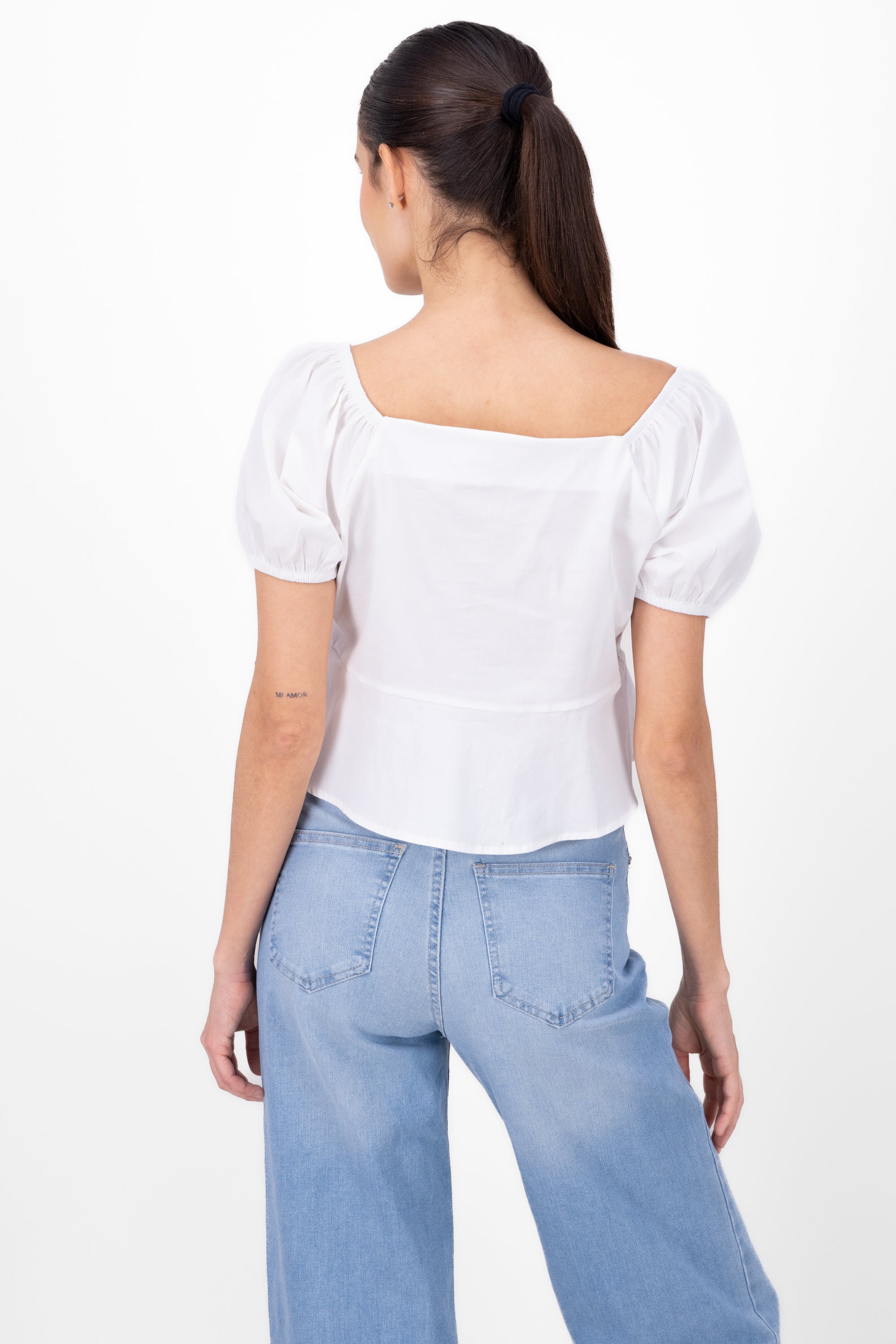 Blusa mangas abullonadas BLANCO