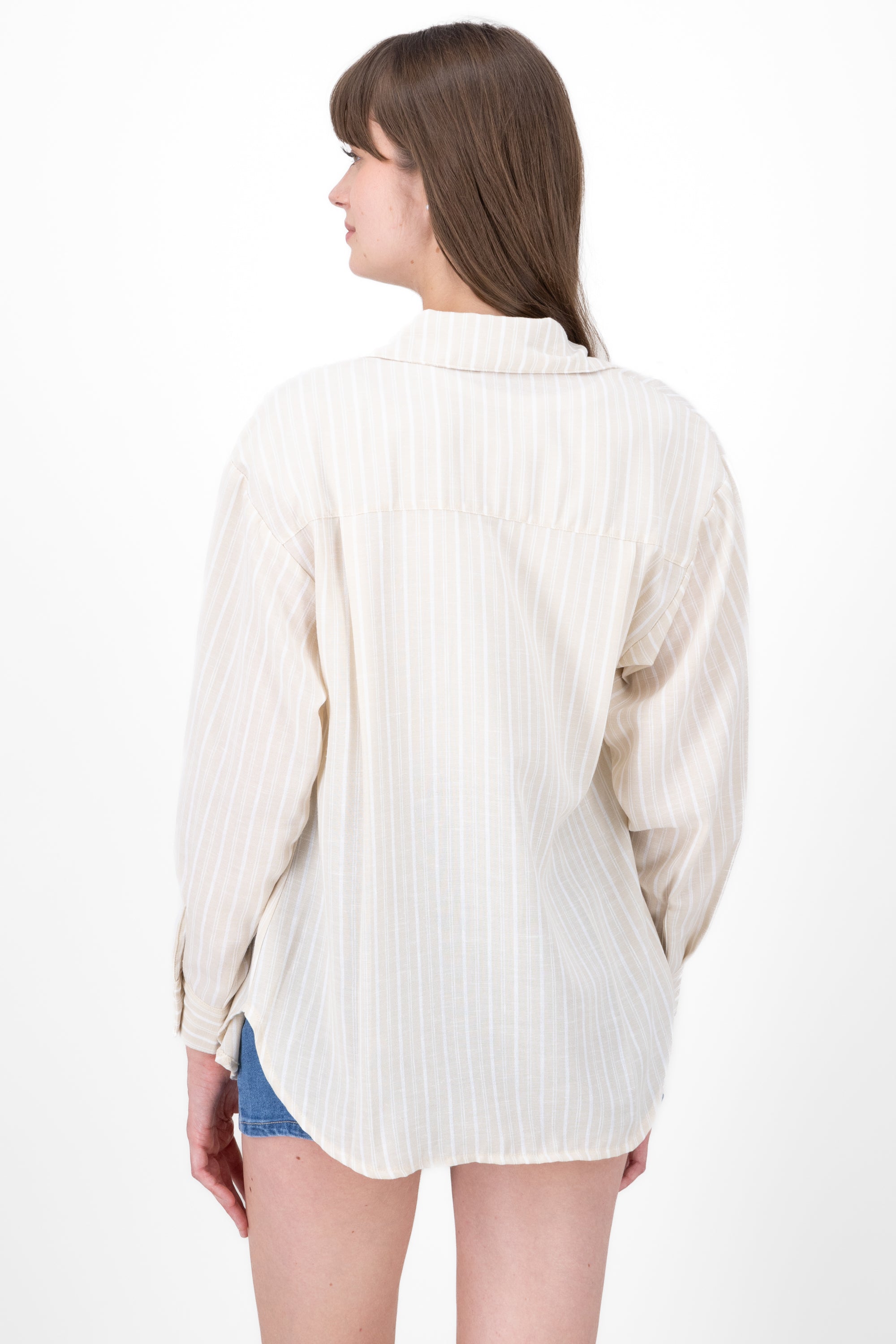 Camisa oversized rayas BEIGE