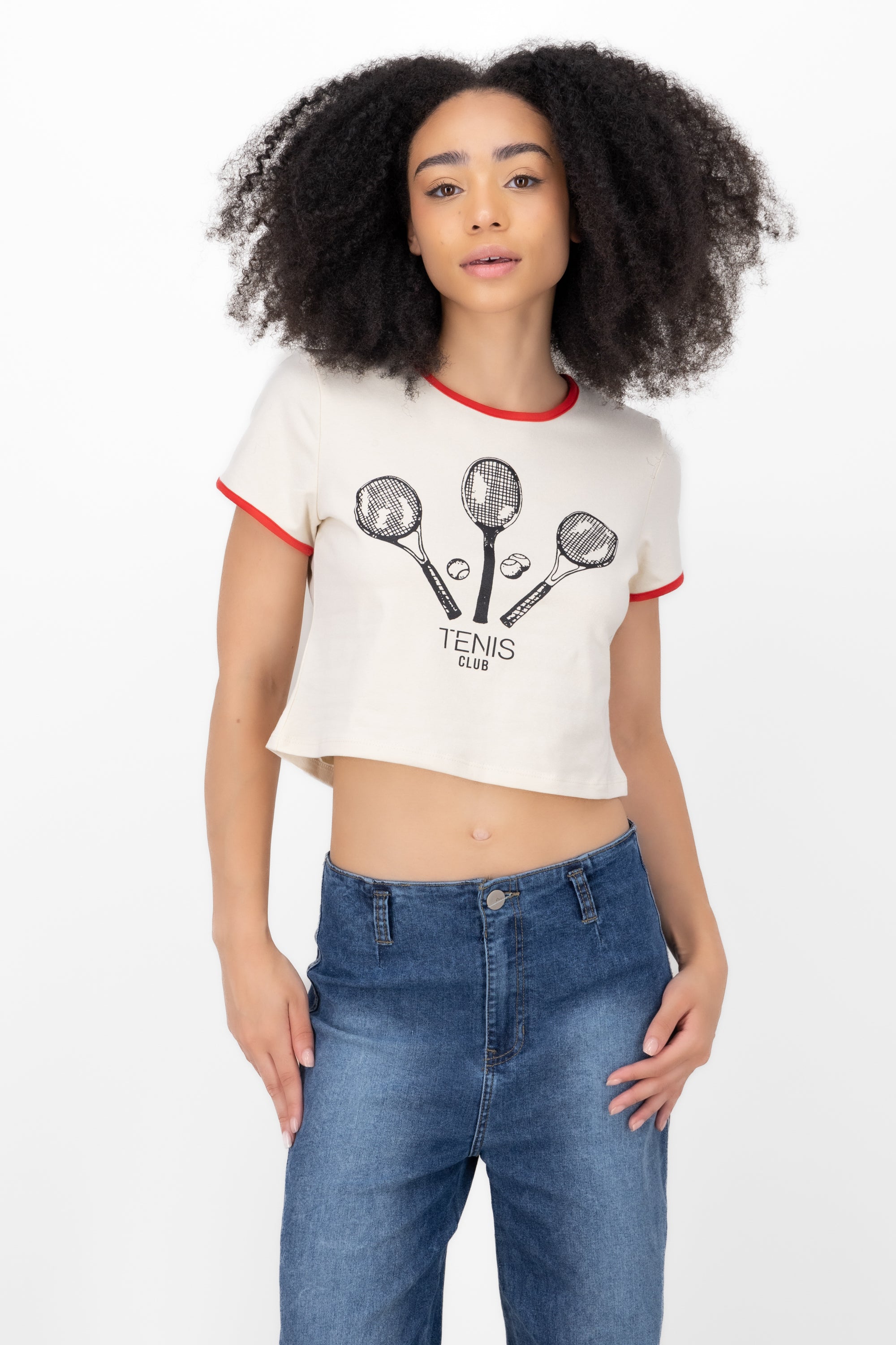 Playera crop raqueta tenis BLANCO