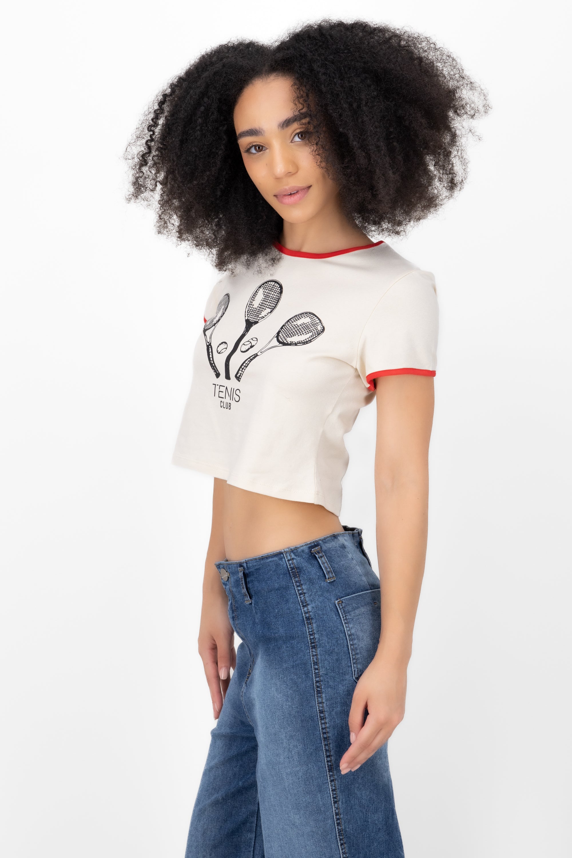 Playera crop raqueta tenis BLANCO