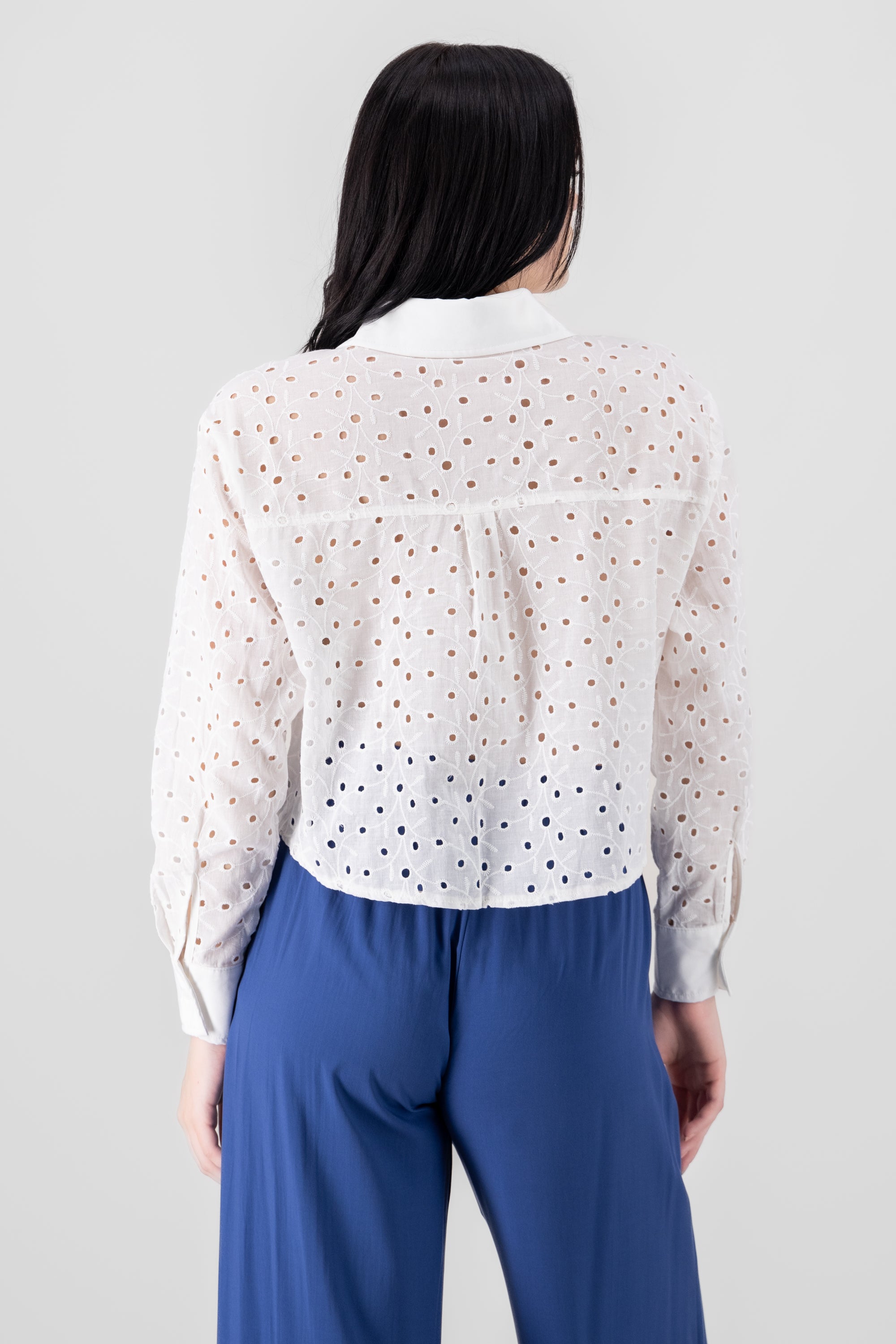 Camisa crop eyeled BLANCO