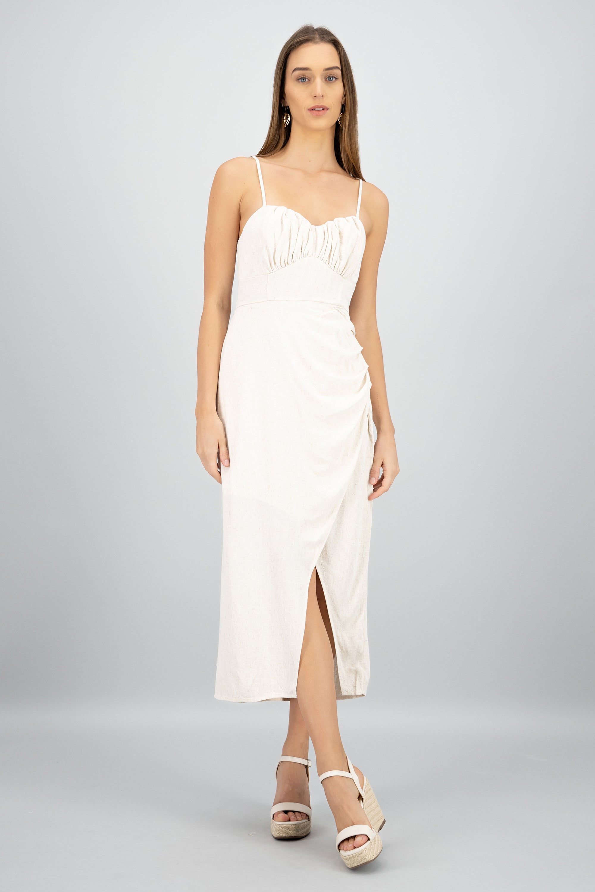 Vestido maxi tirantes BEIGE