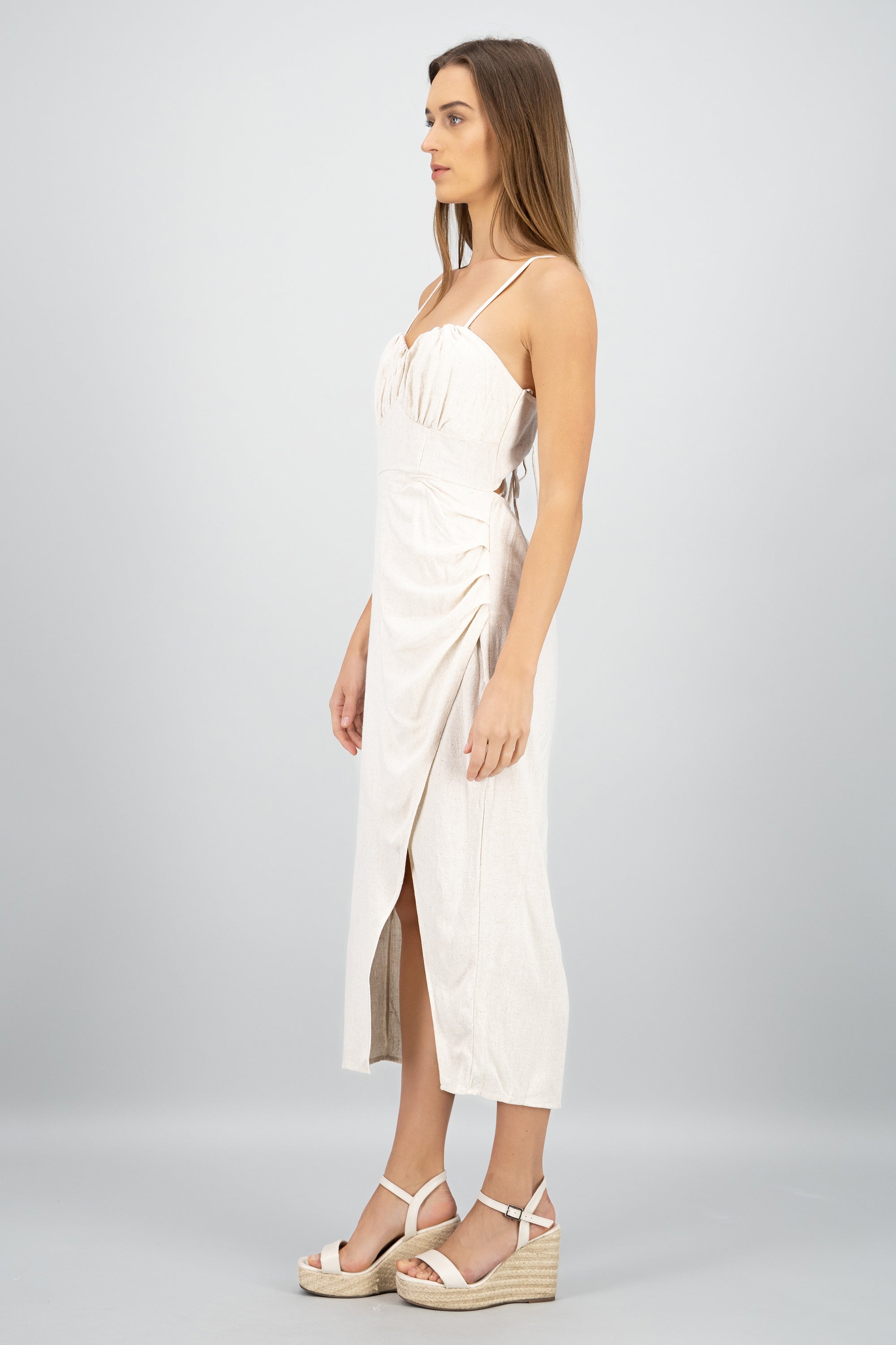 Vestido maxi tirantes BEIGE