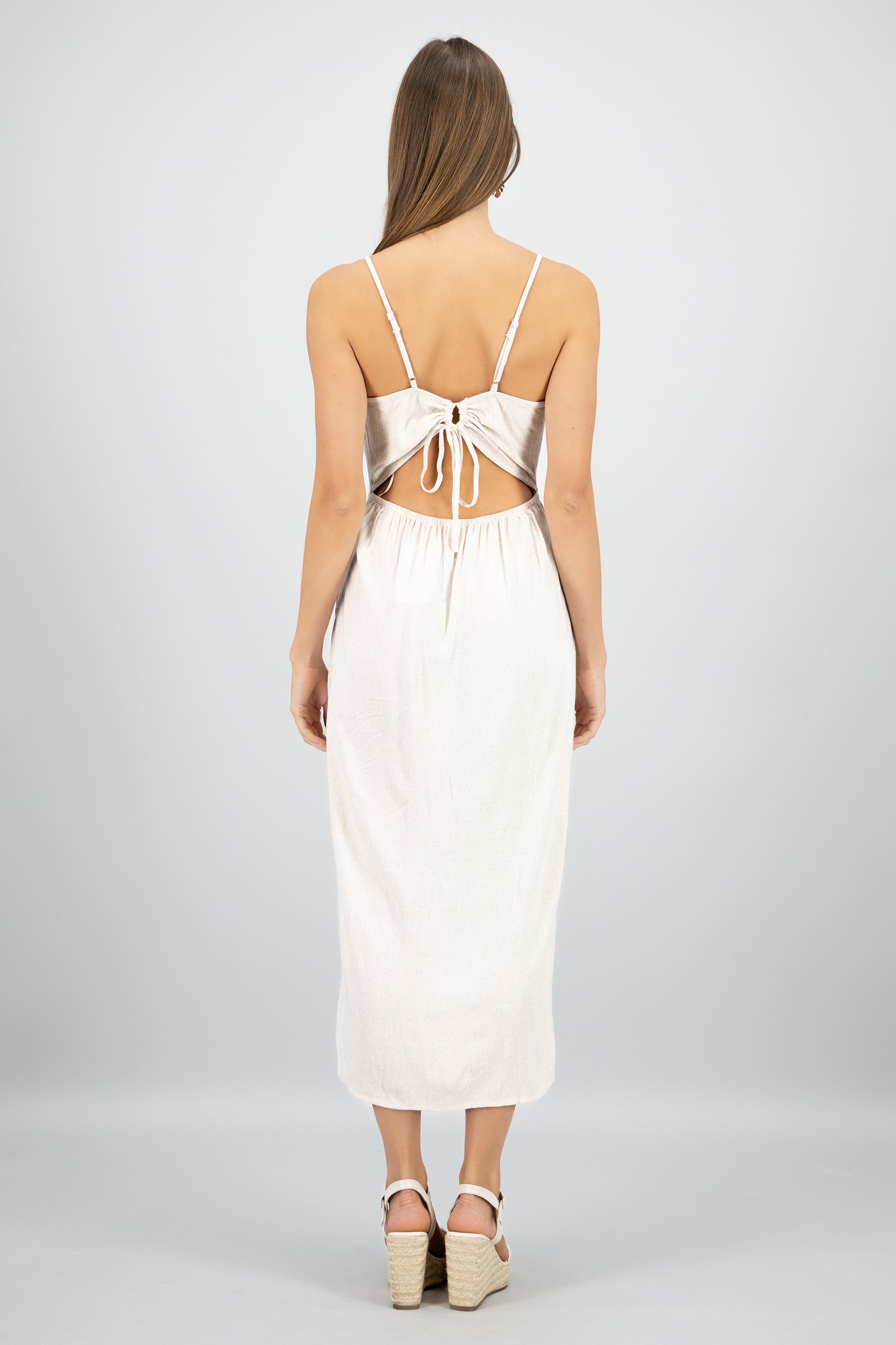 Vestido maxi tirantes BEIGE