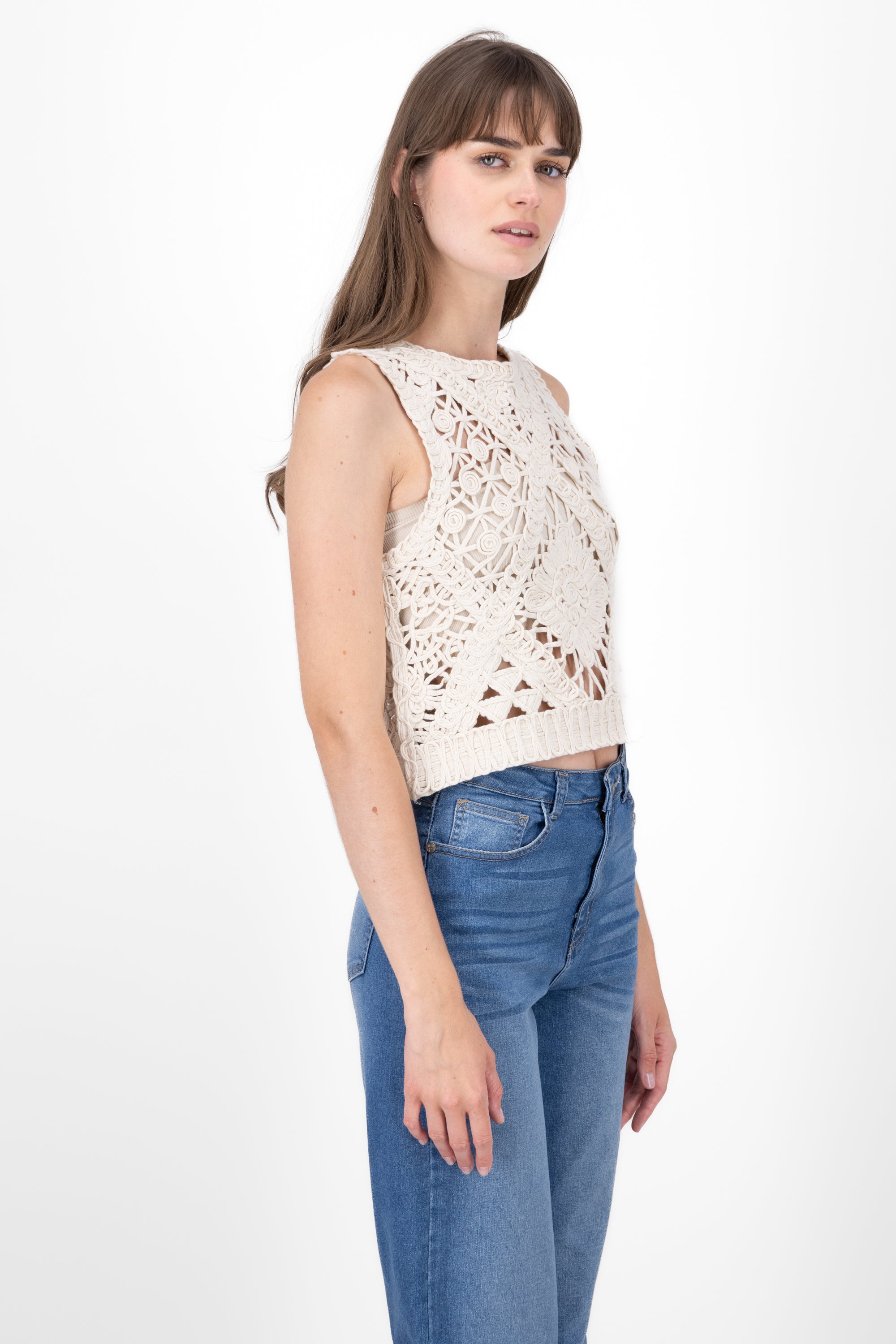 Top crochet liso CREMA