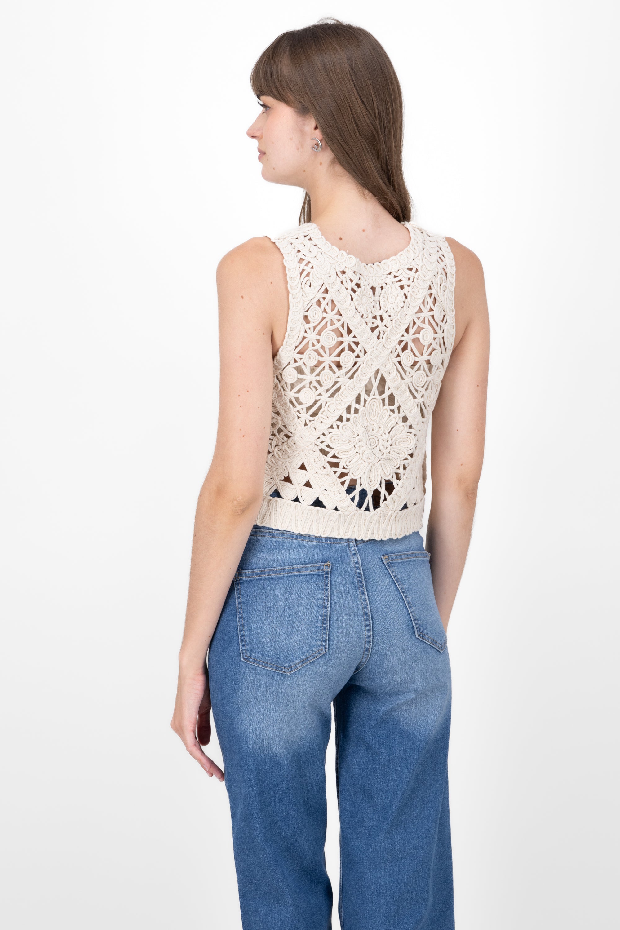 Top crochet liso CREMA