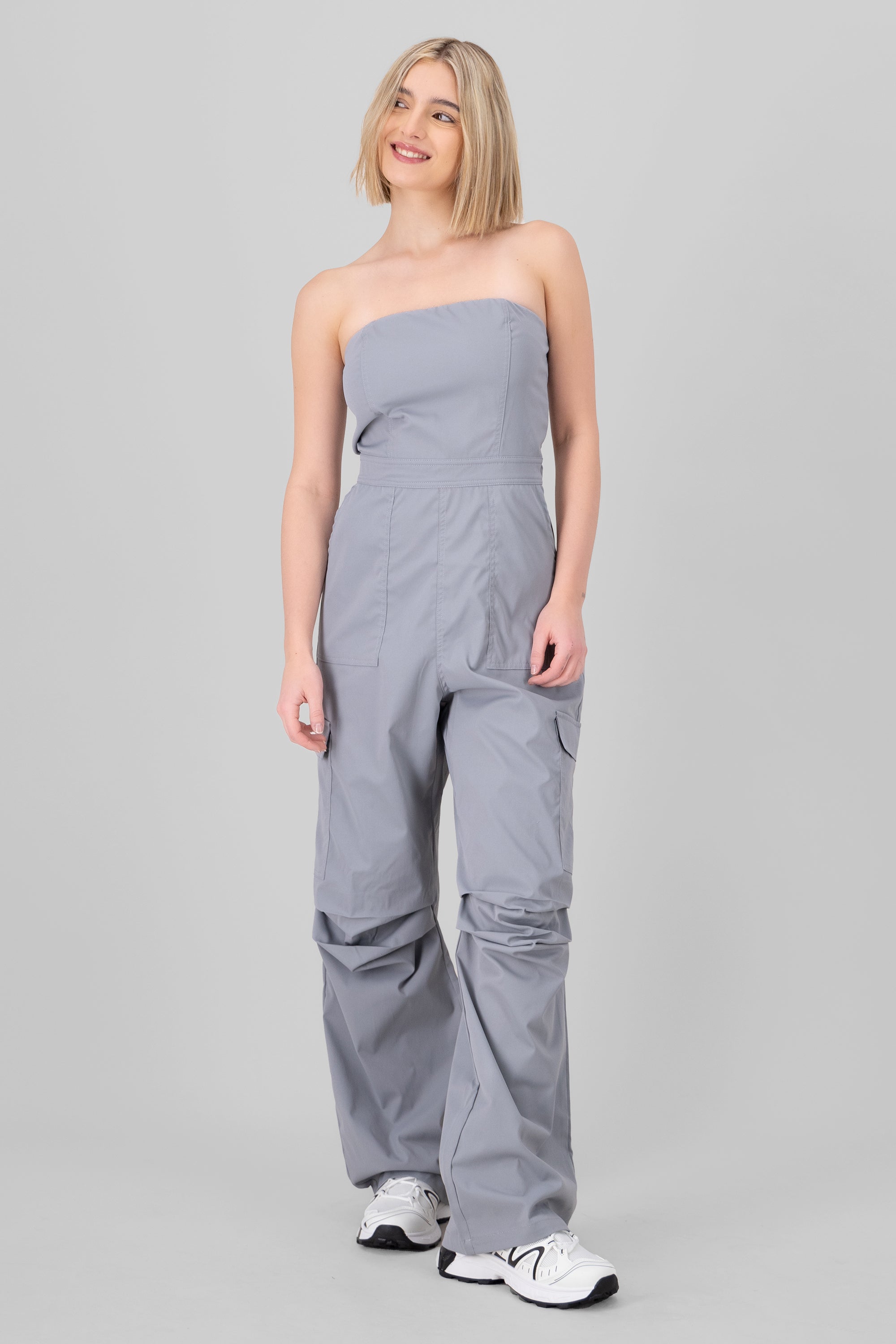 JUMPSUIT STRAPLESS CARGO GRIS