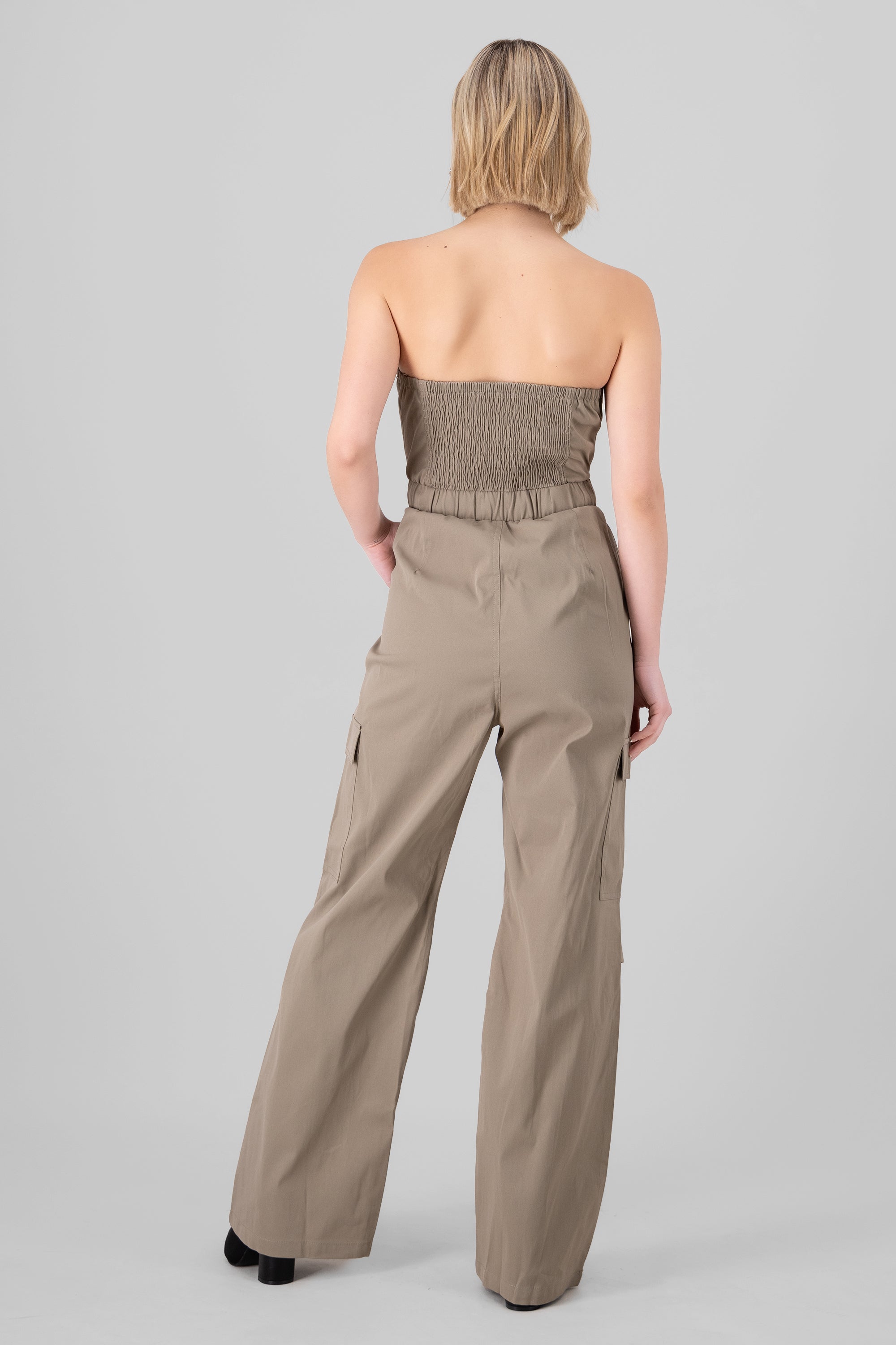 JUMPSUIT STRAPLESS CARGO GREIGE