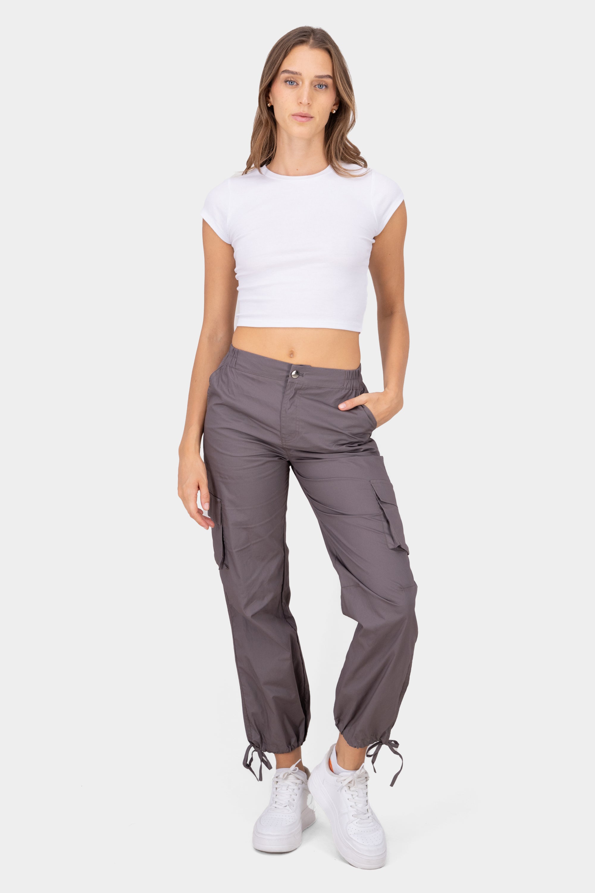 Pantalon parachute liso GRIS