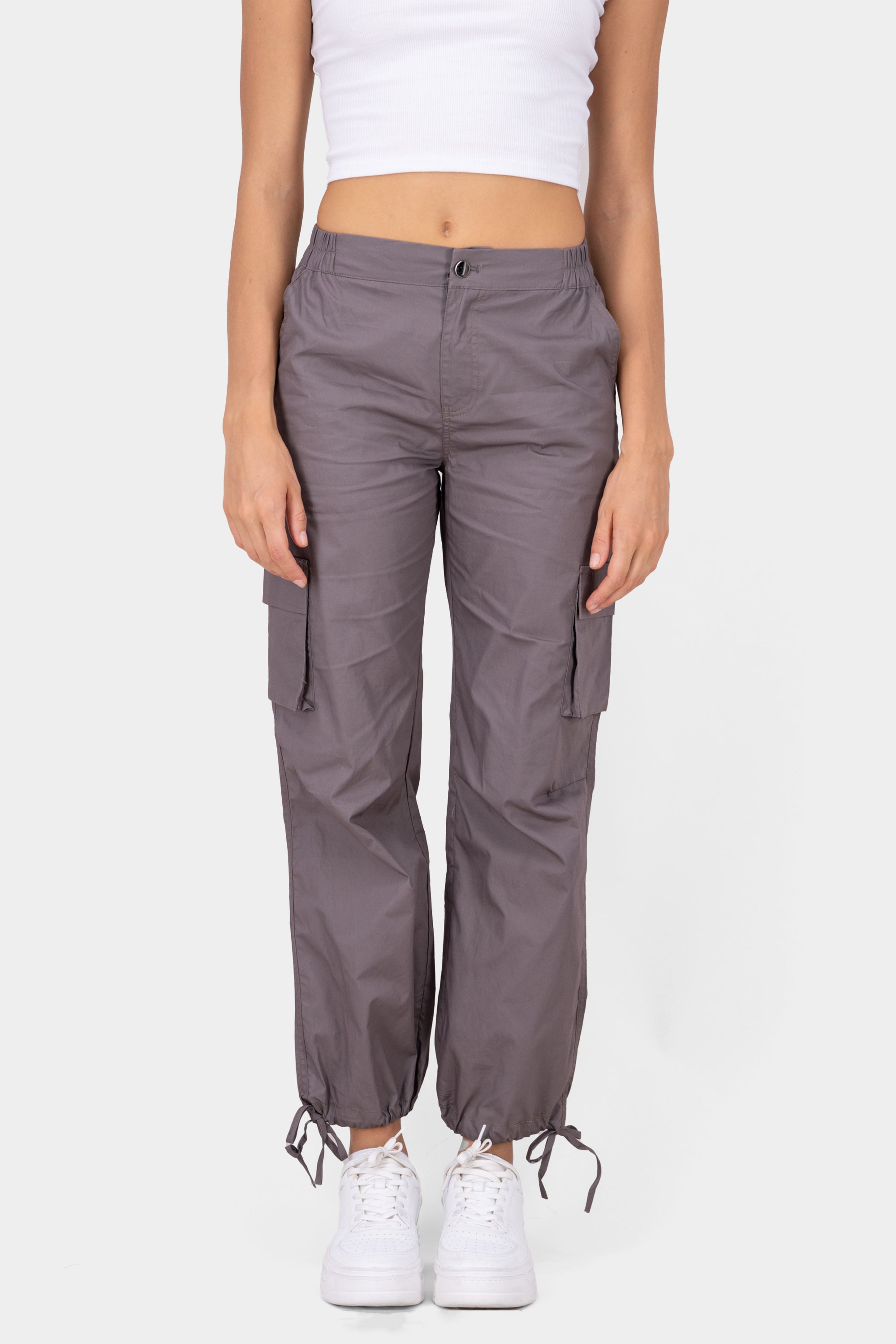 Pantalon parachute liso GRIS