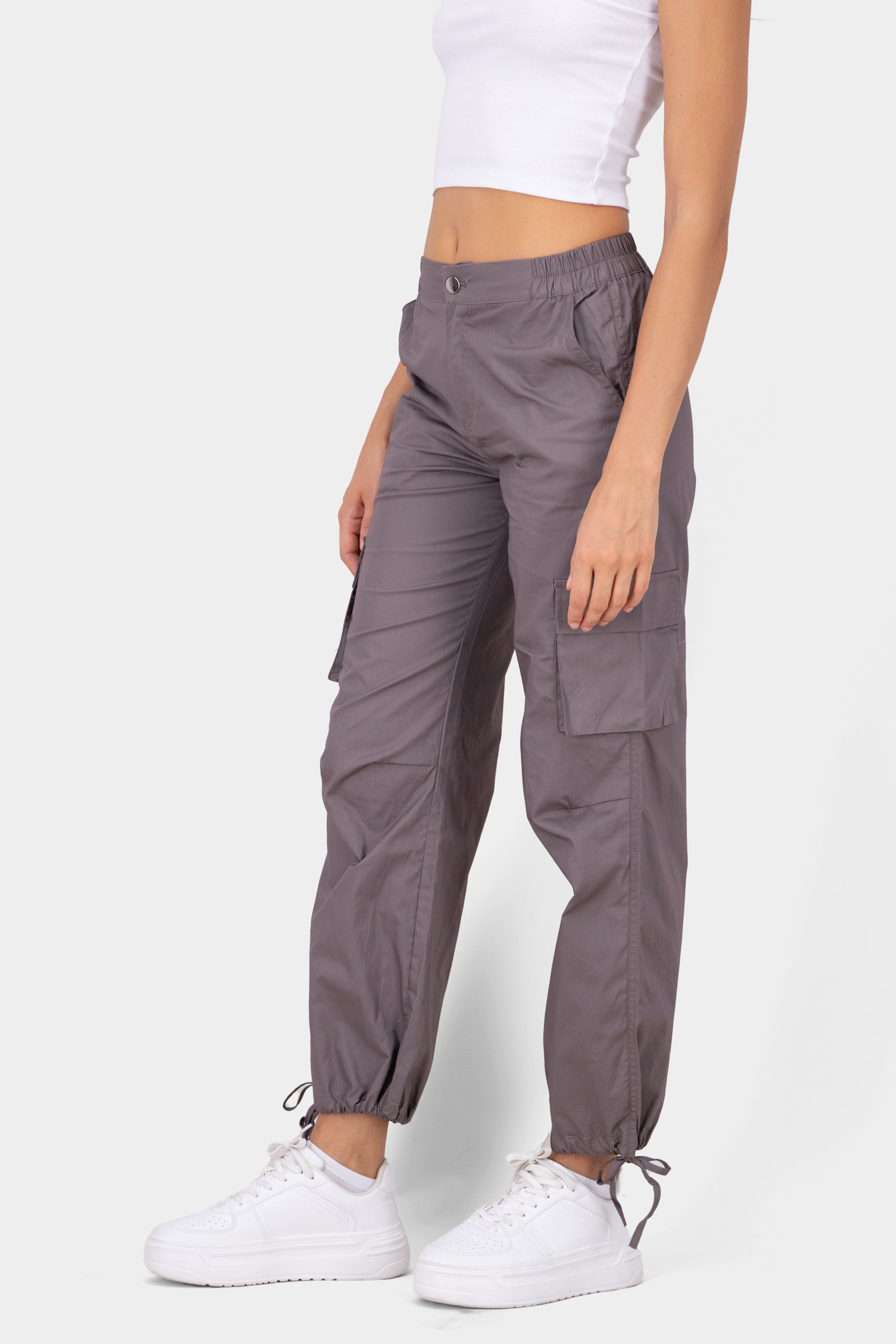 Pantalon parachute liso GRIS