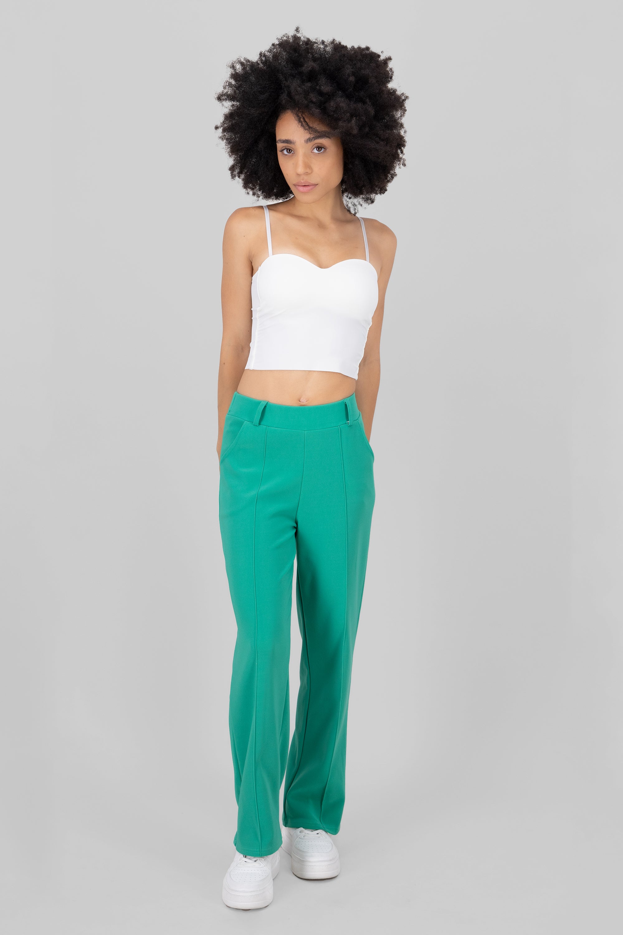 Pantalon Cintura Alta Liso VERDE