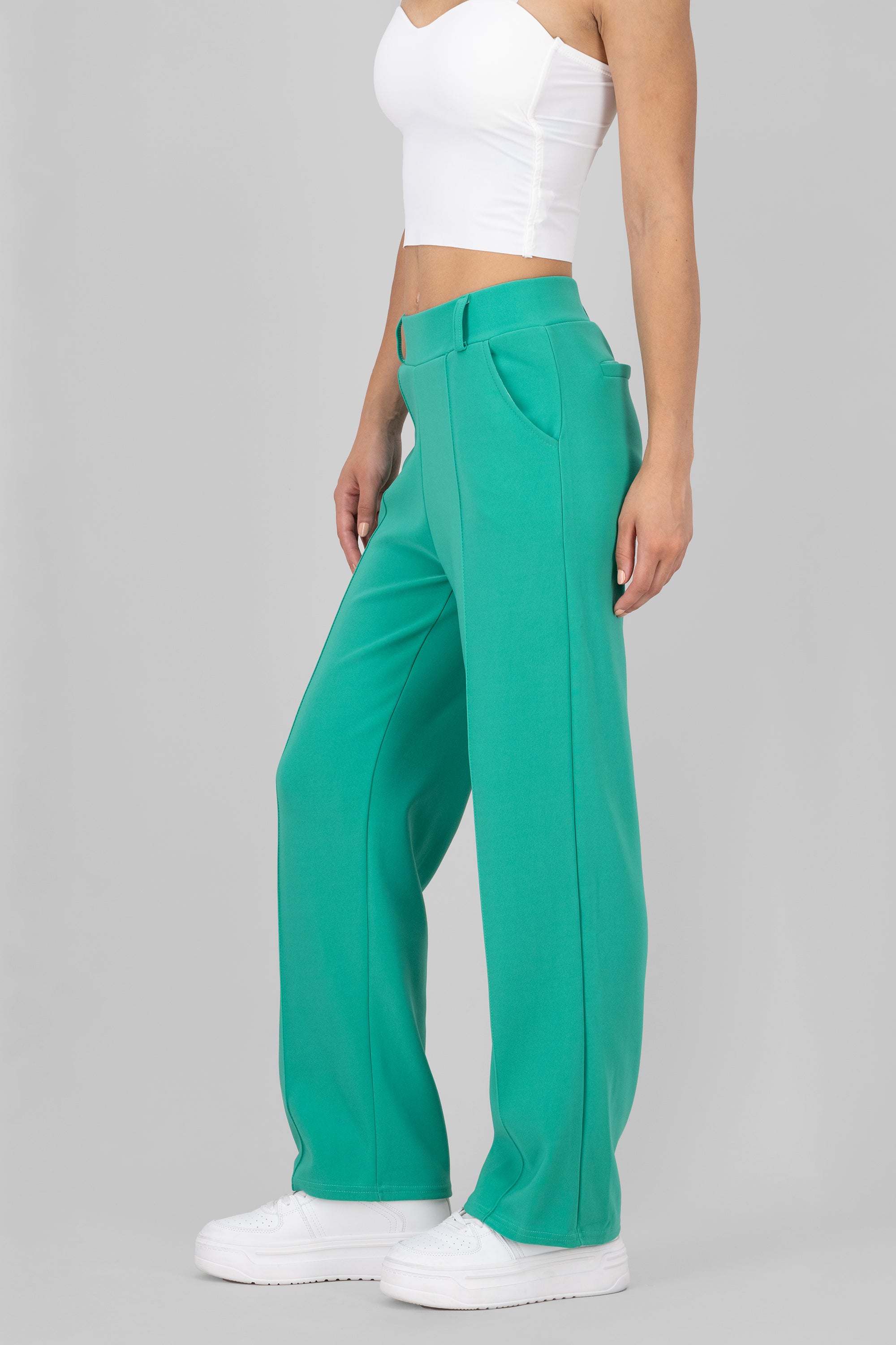 Pantalon Cintura Alta Liso VERDE