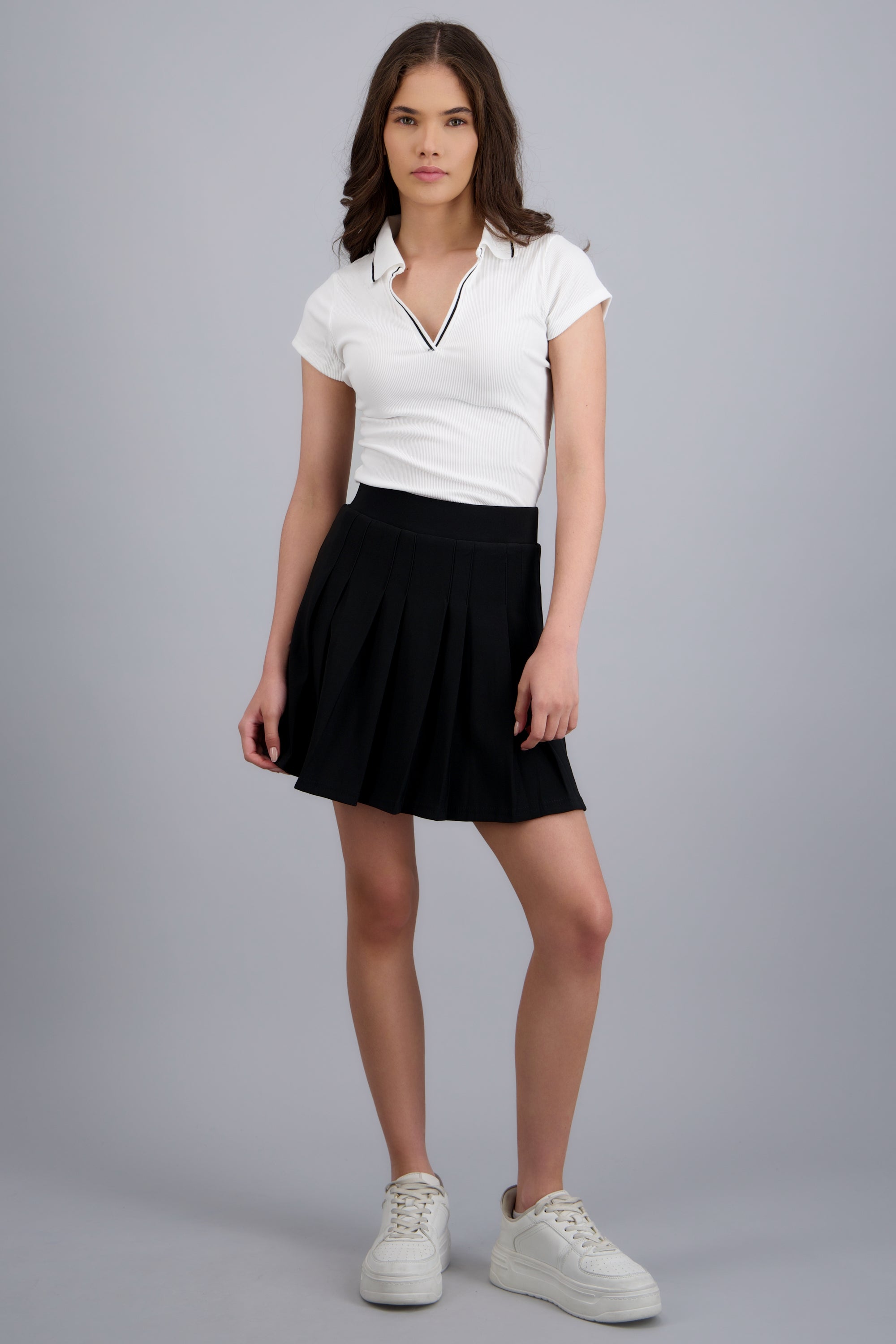 Falda tableada mini NEGRO
