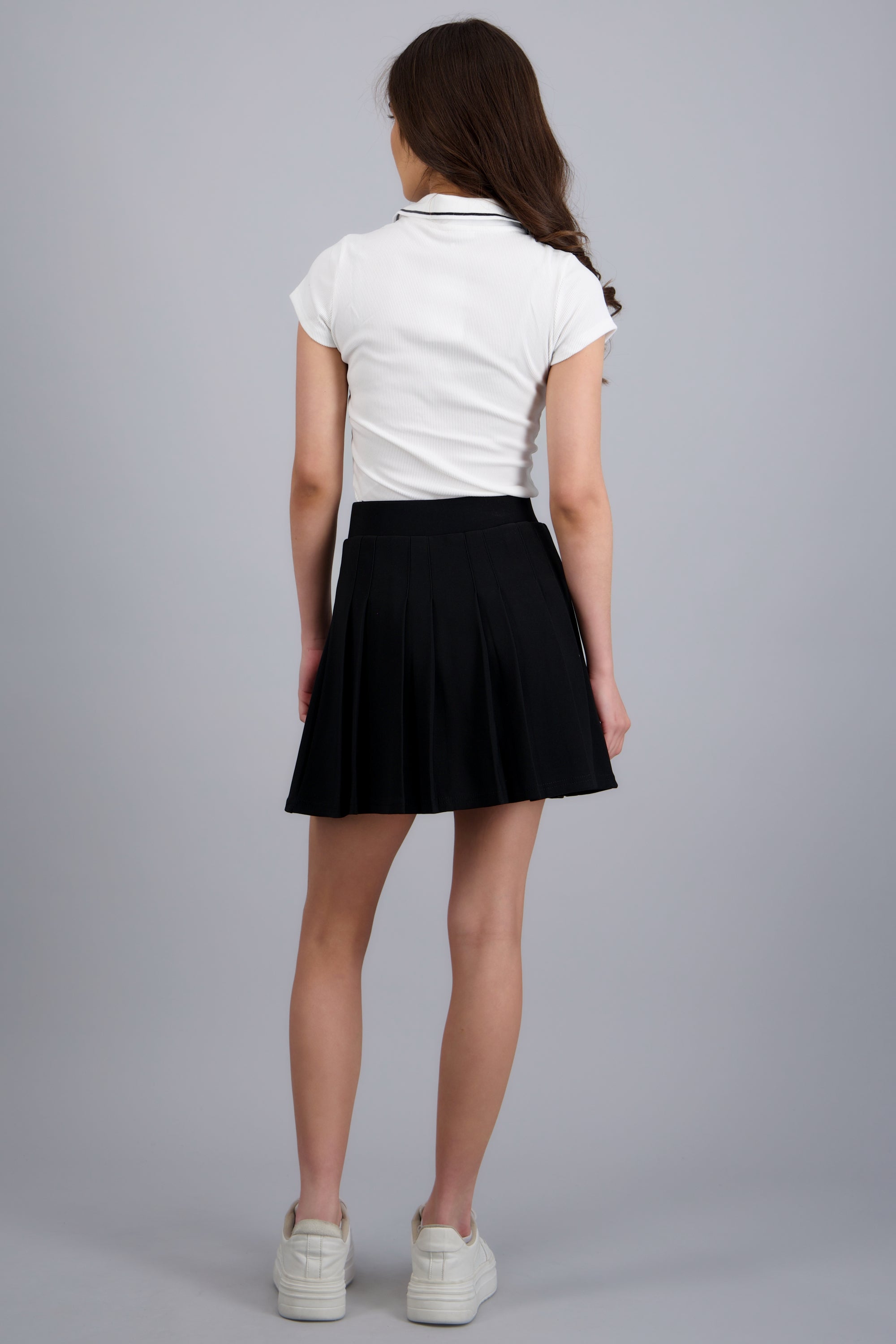 Falda tableada mini NEGRO