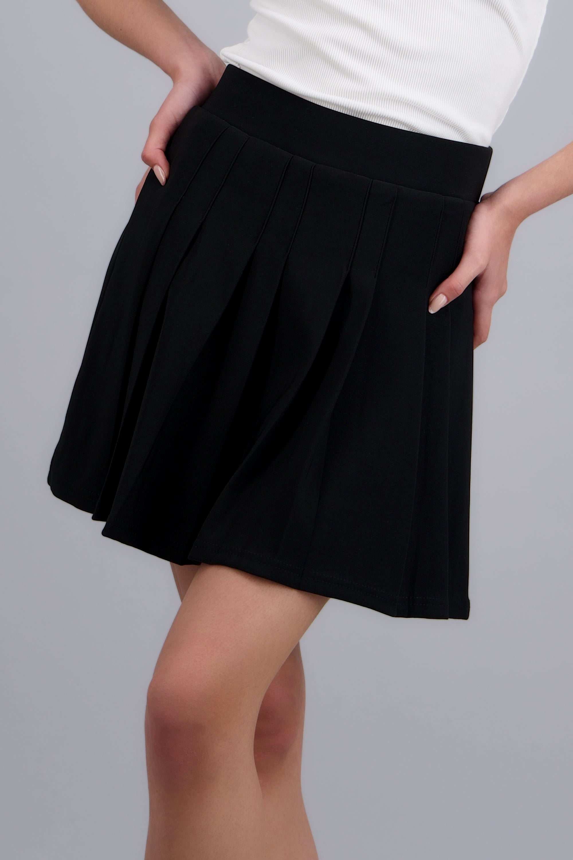 Falda tableada mini NEGRO