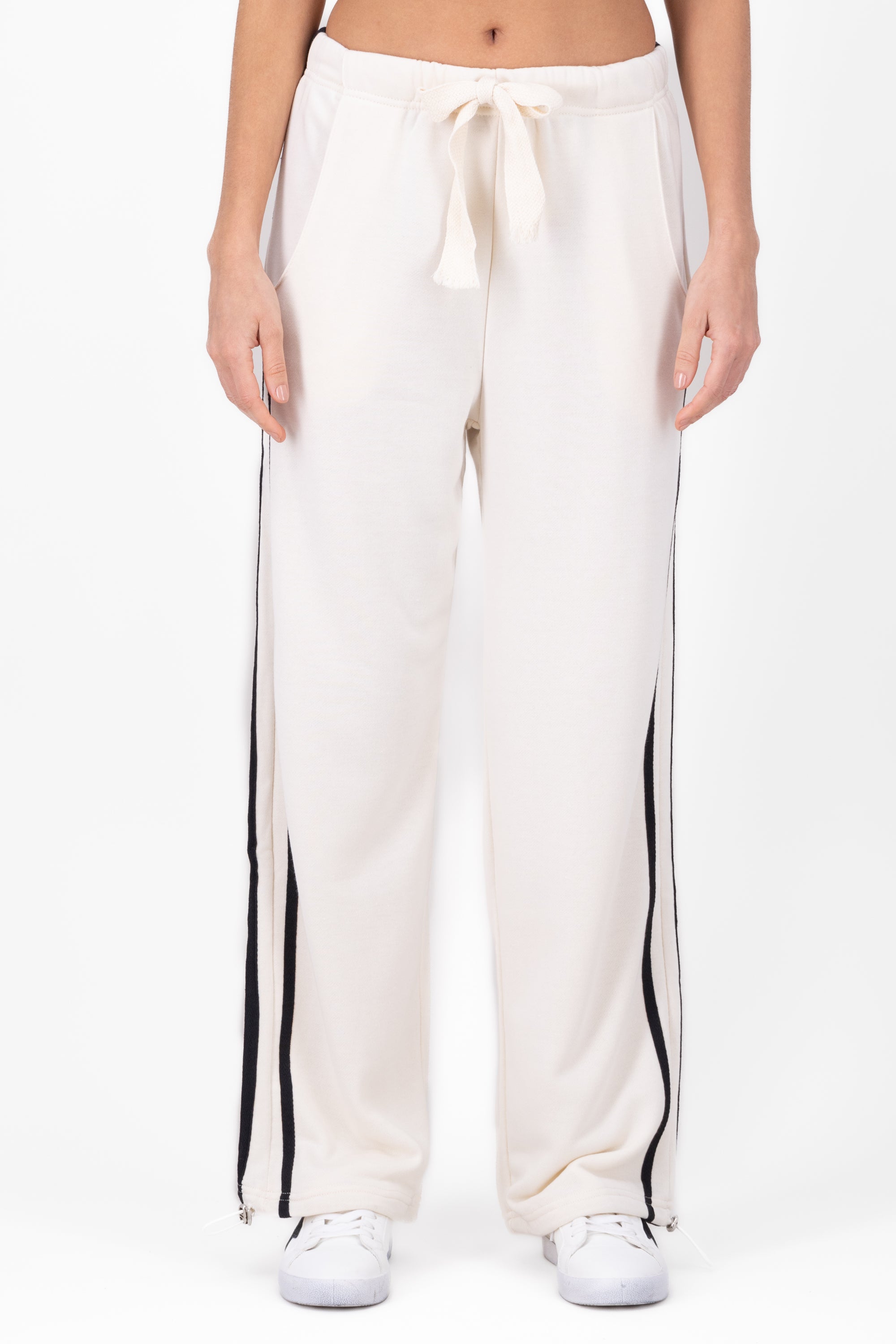 Pants amplios rayas contraste CREMA