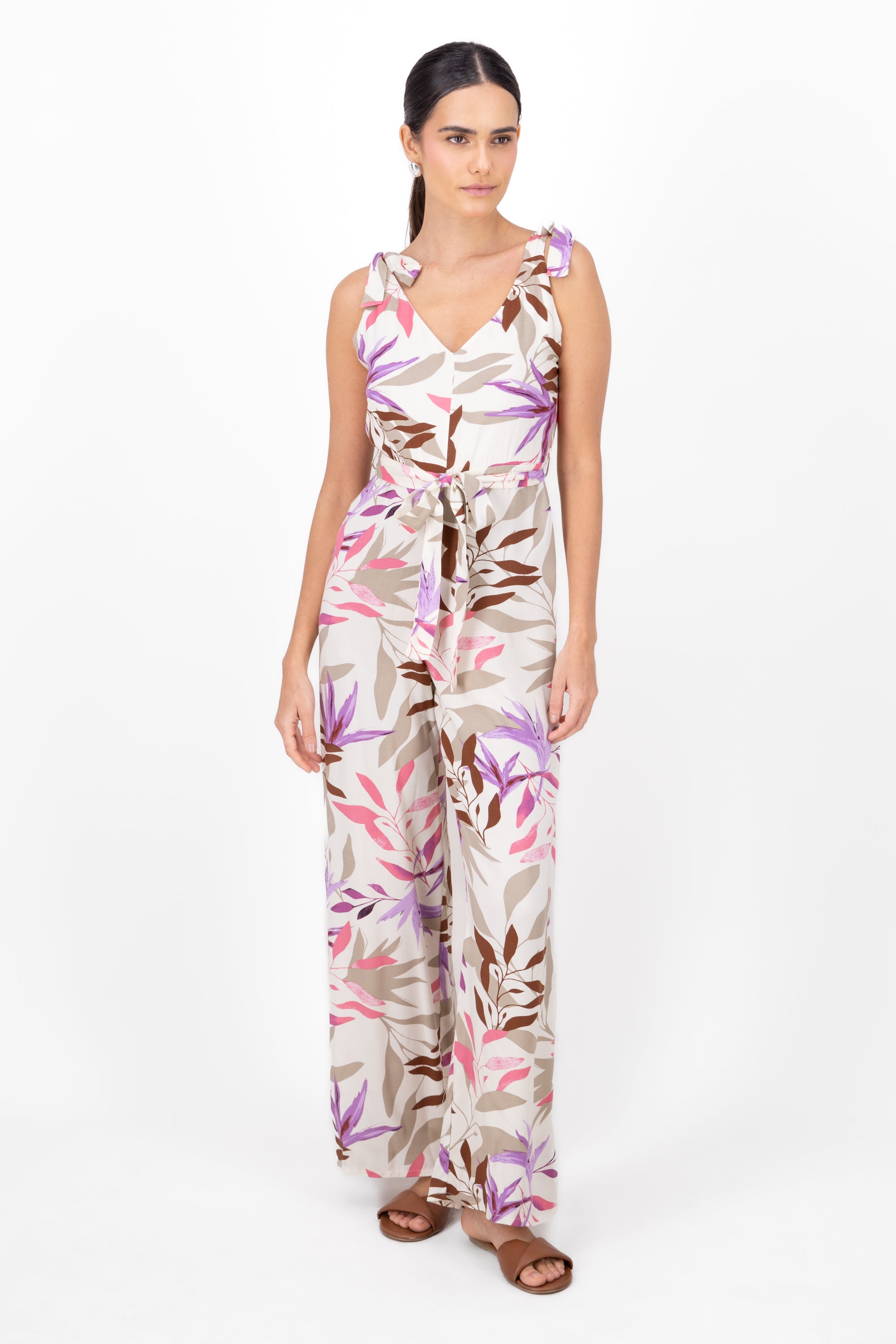 Jumpsuit tirantes estampado tropical BLANCO COMBO