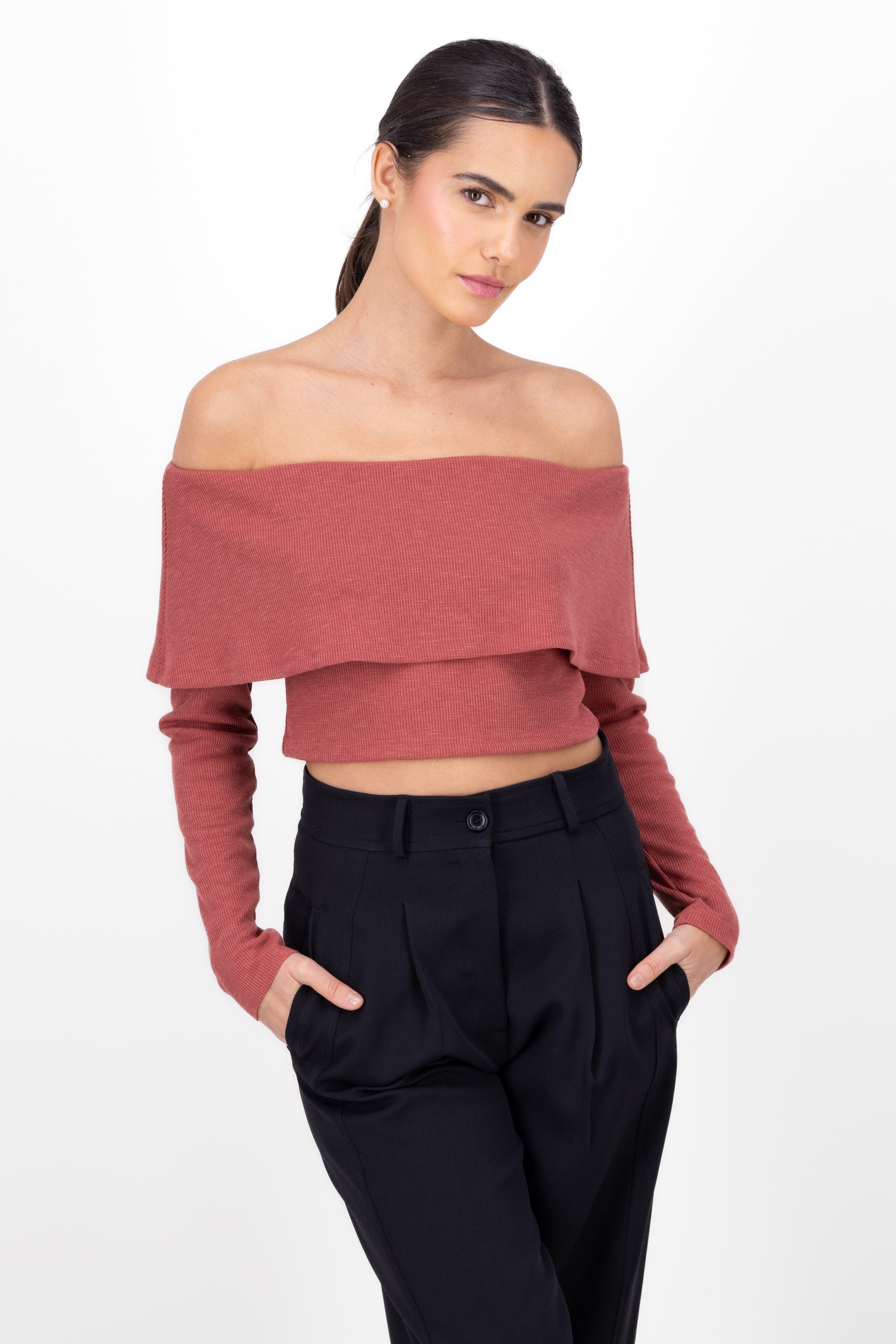 blusa rib off shoulder MALVA