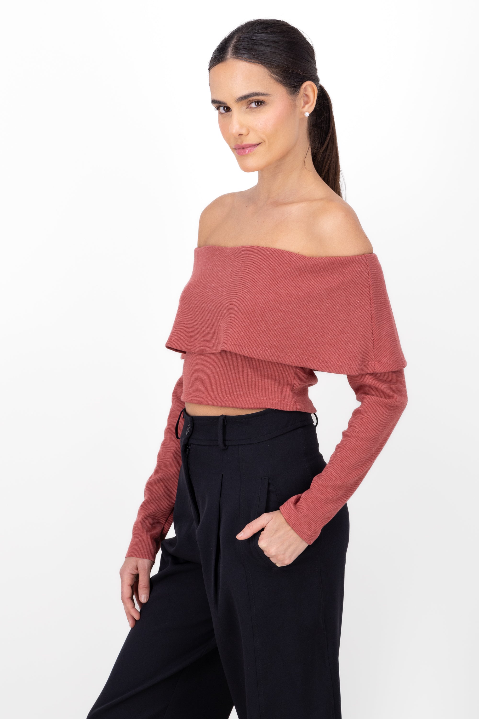 blusa rib off shoulder MALVA