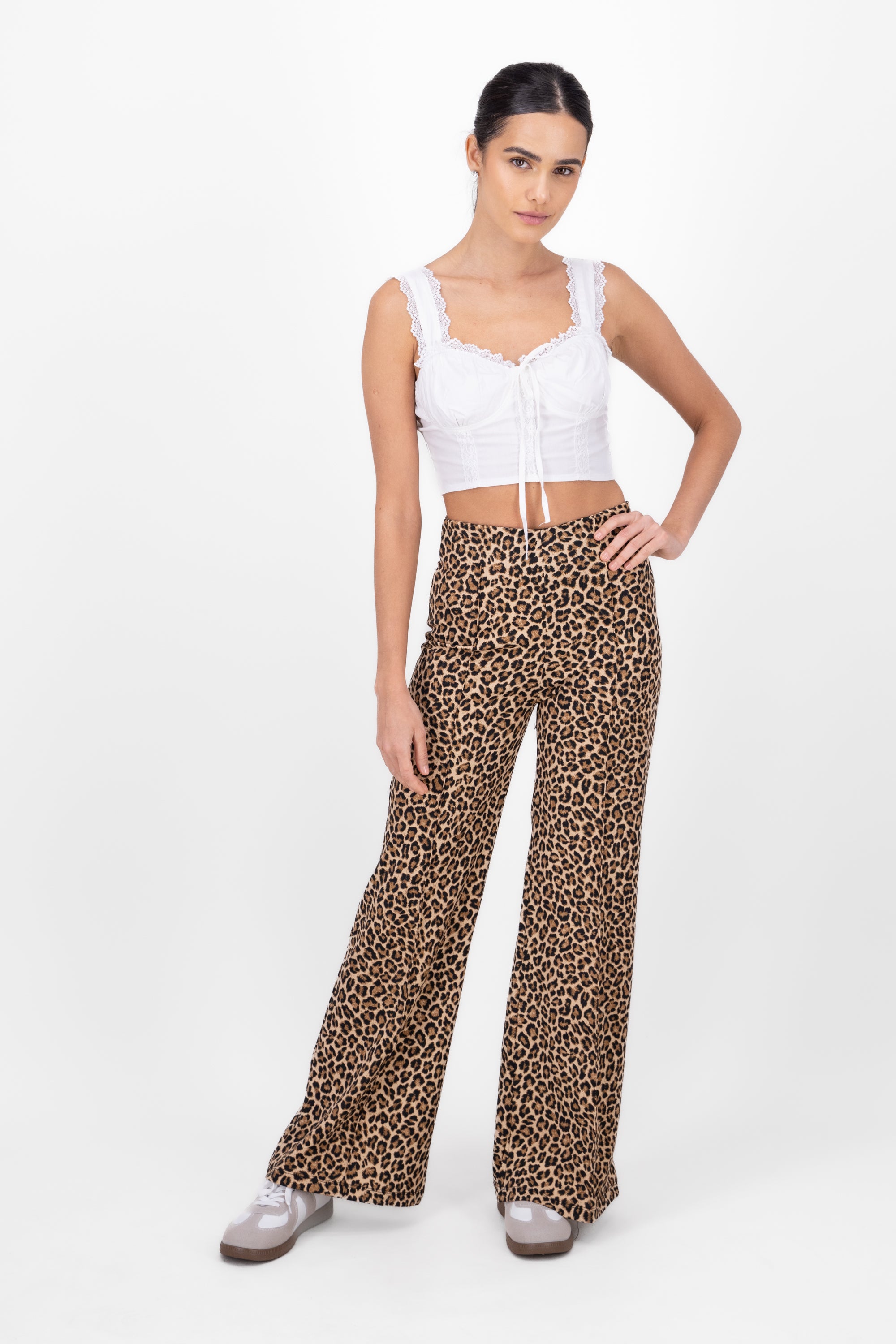 Pantalon wide le estampado animal print CAFE COMBO