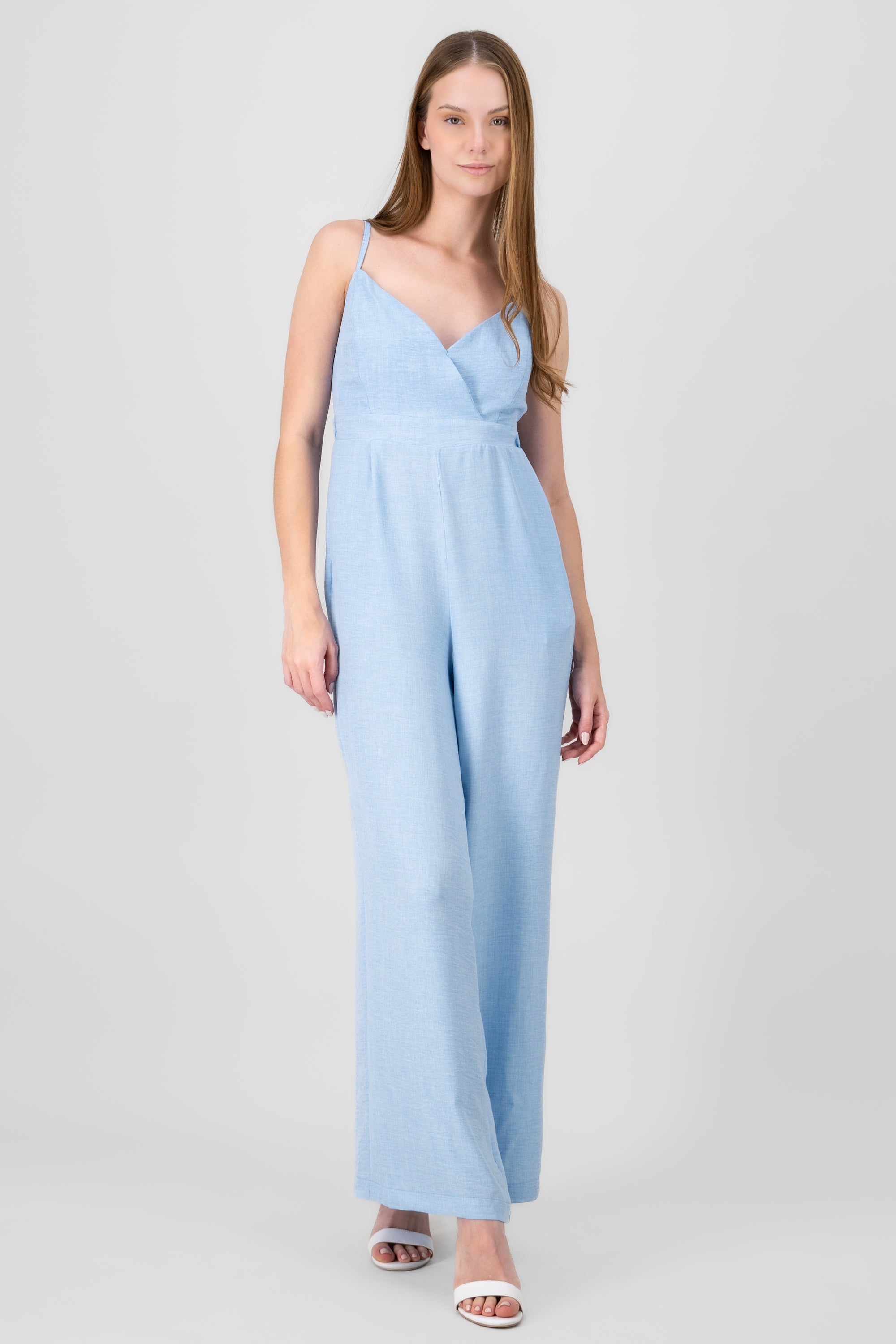 Jumpsuit escote v cruzado tirantes AZUL