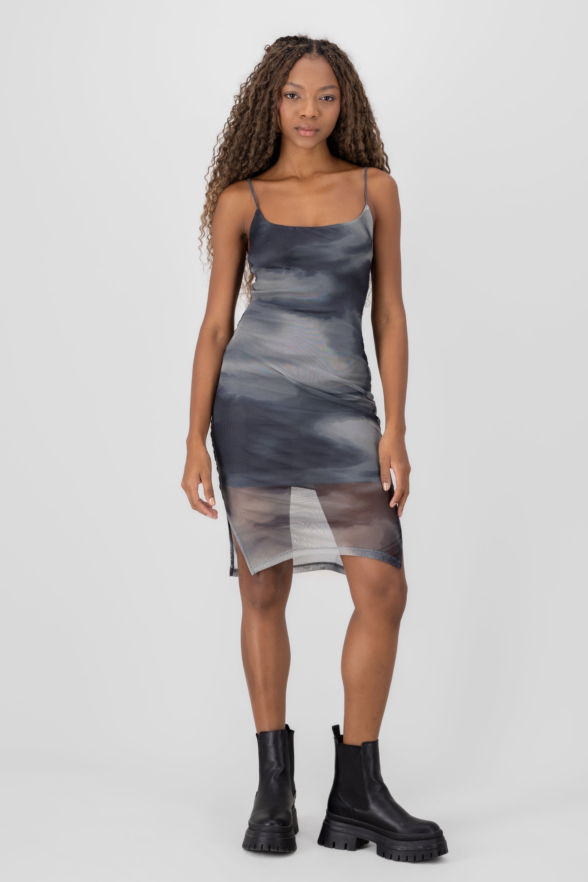 Vestido mini mesh GRIS COMBO