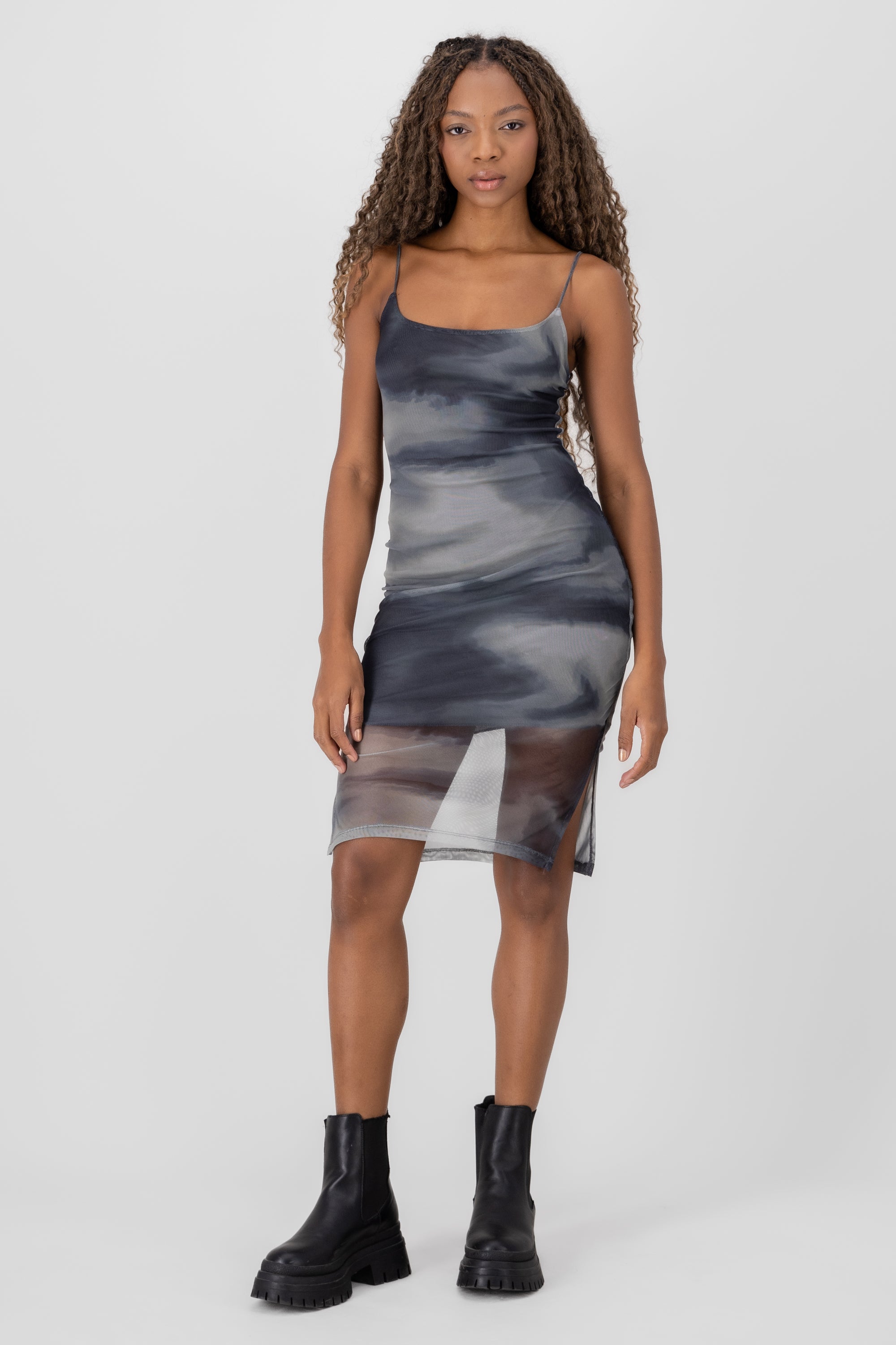 Vestido mini mesh GRIS COMBO