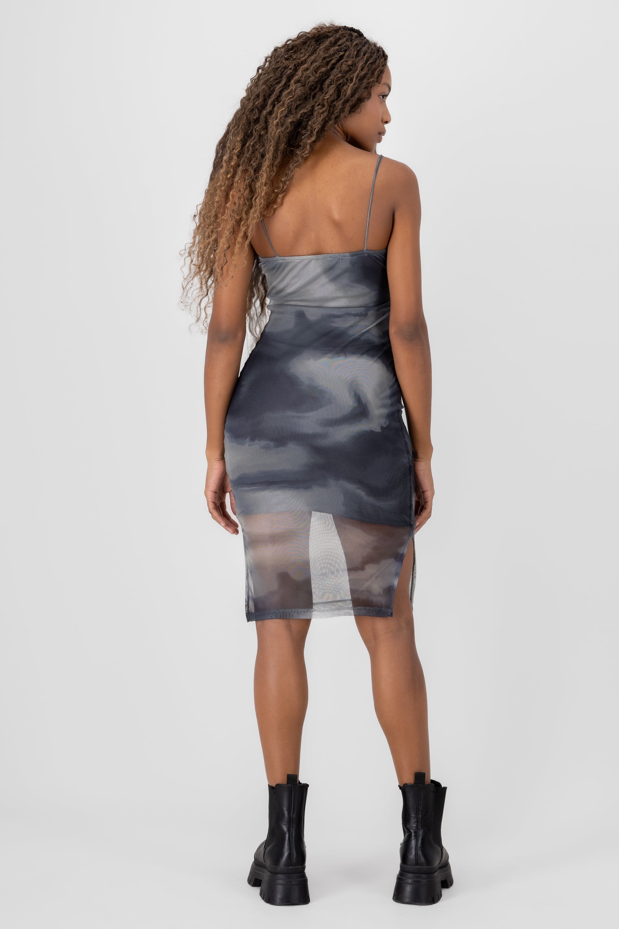 Vestido mini mesh GRIS COMBO