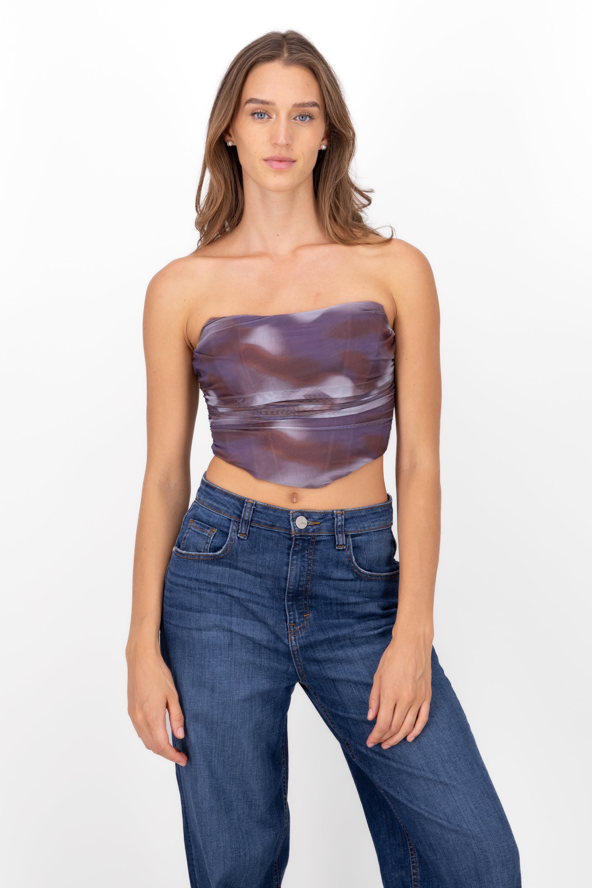 Blusa corset strapless degradado MORADO COMBO