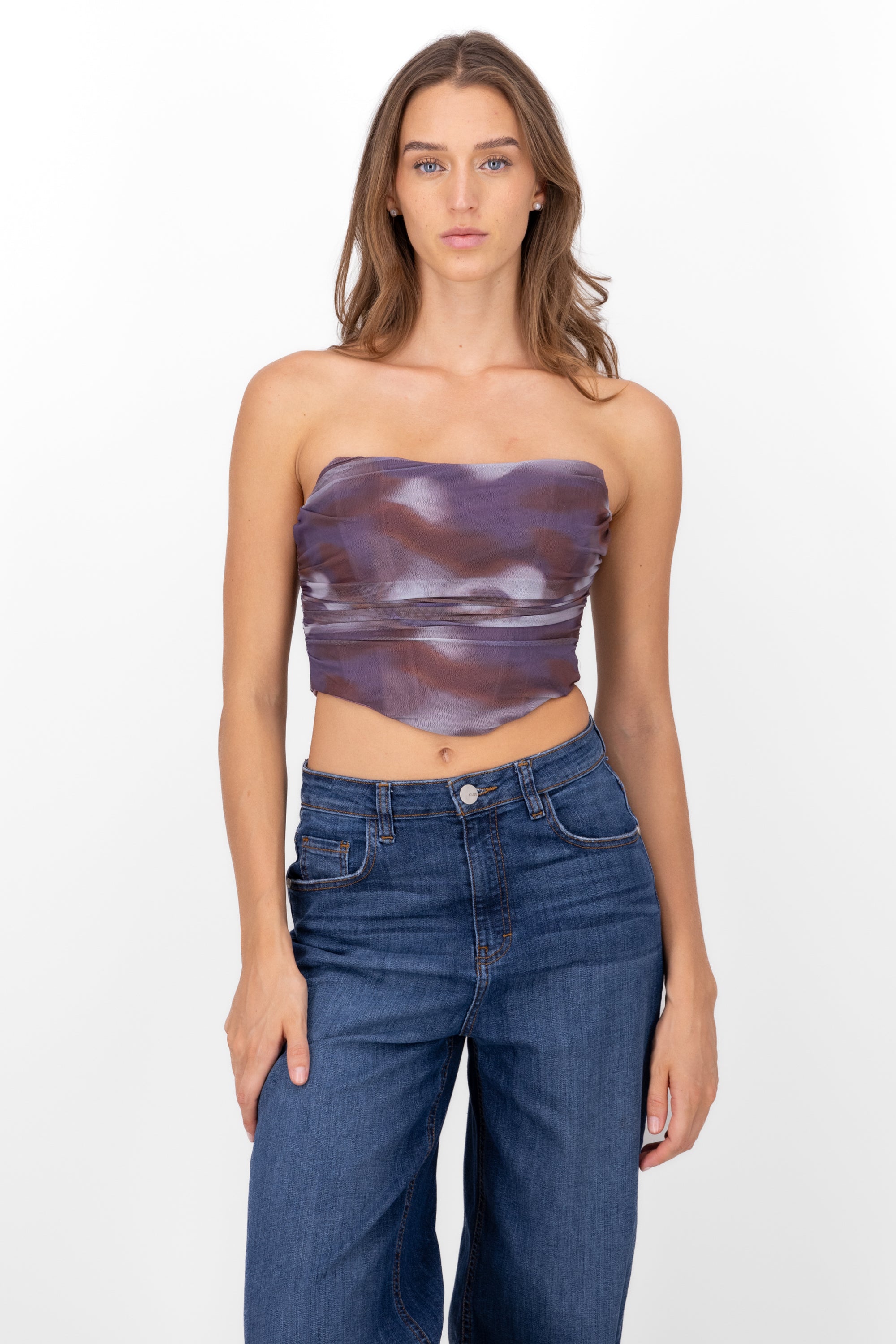 Blusa corset strapless degradado MORADO COMBO